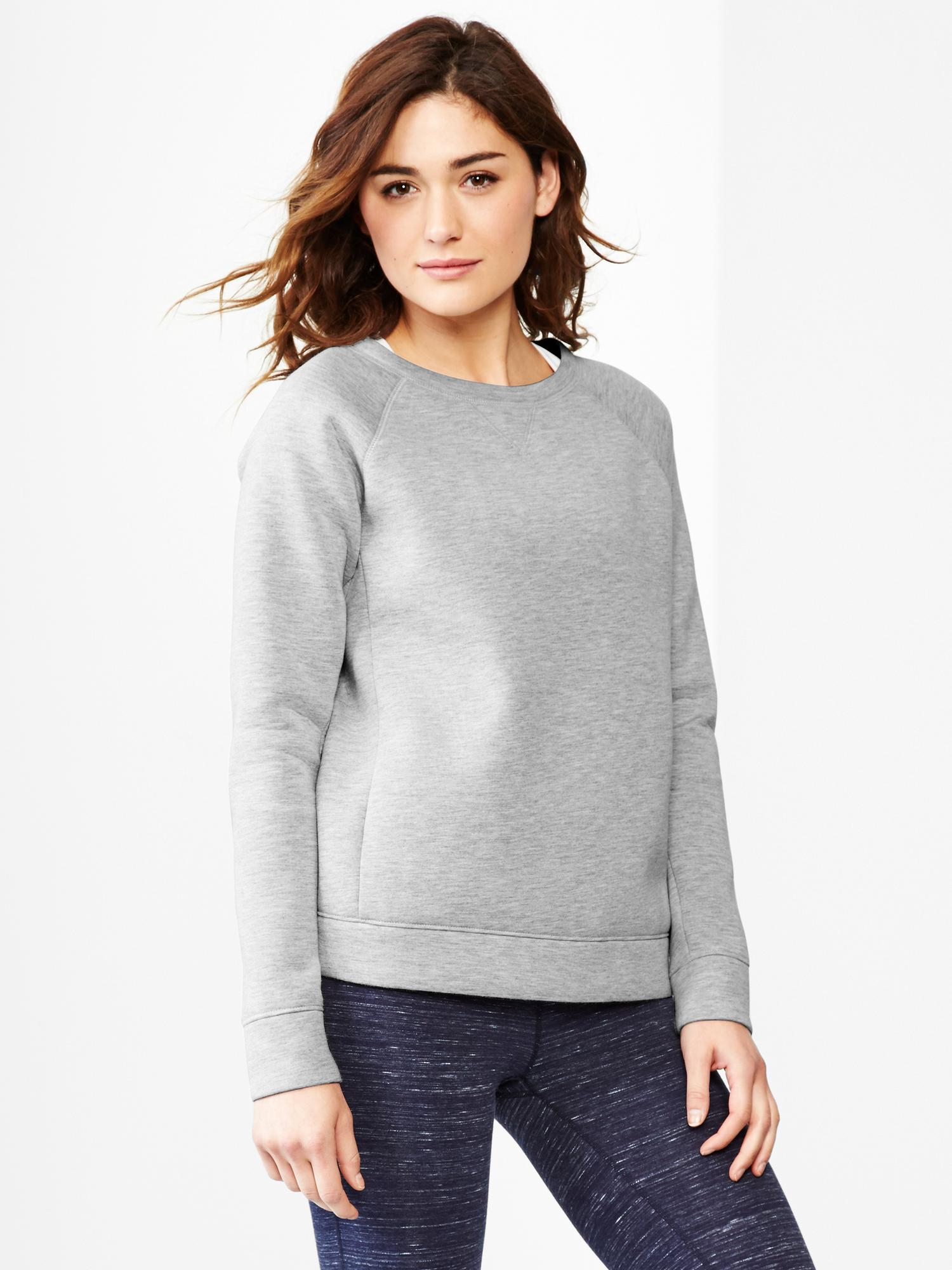 Gap Fit Bonded Crewneck Sweatshirt in Gray (heather grey) | Lyst