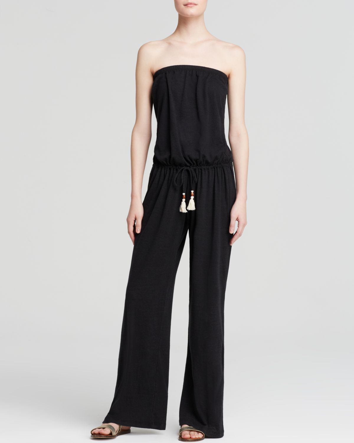 Lucky brand Lace It Up Jumpsuit Swim Cover Up in Black Lyst