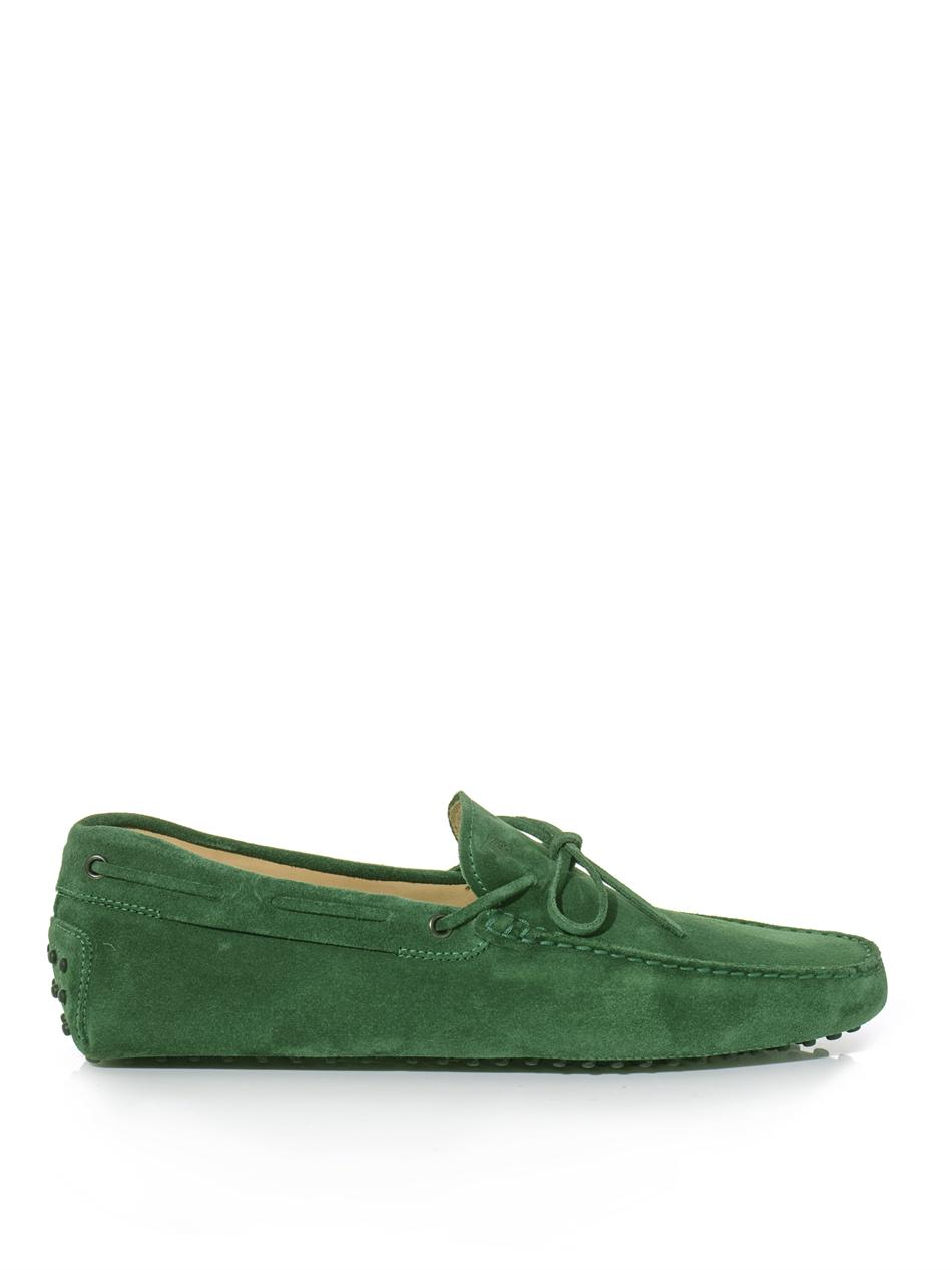 Tod's Suede Driving Shoes in Green for Men - Lyst