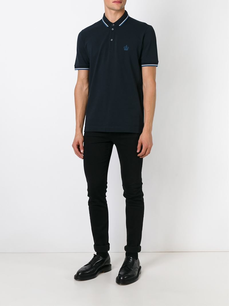 Dolce & Gabbana Piped Polo Shirt in Blue for Men - Lyst