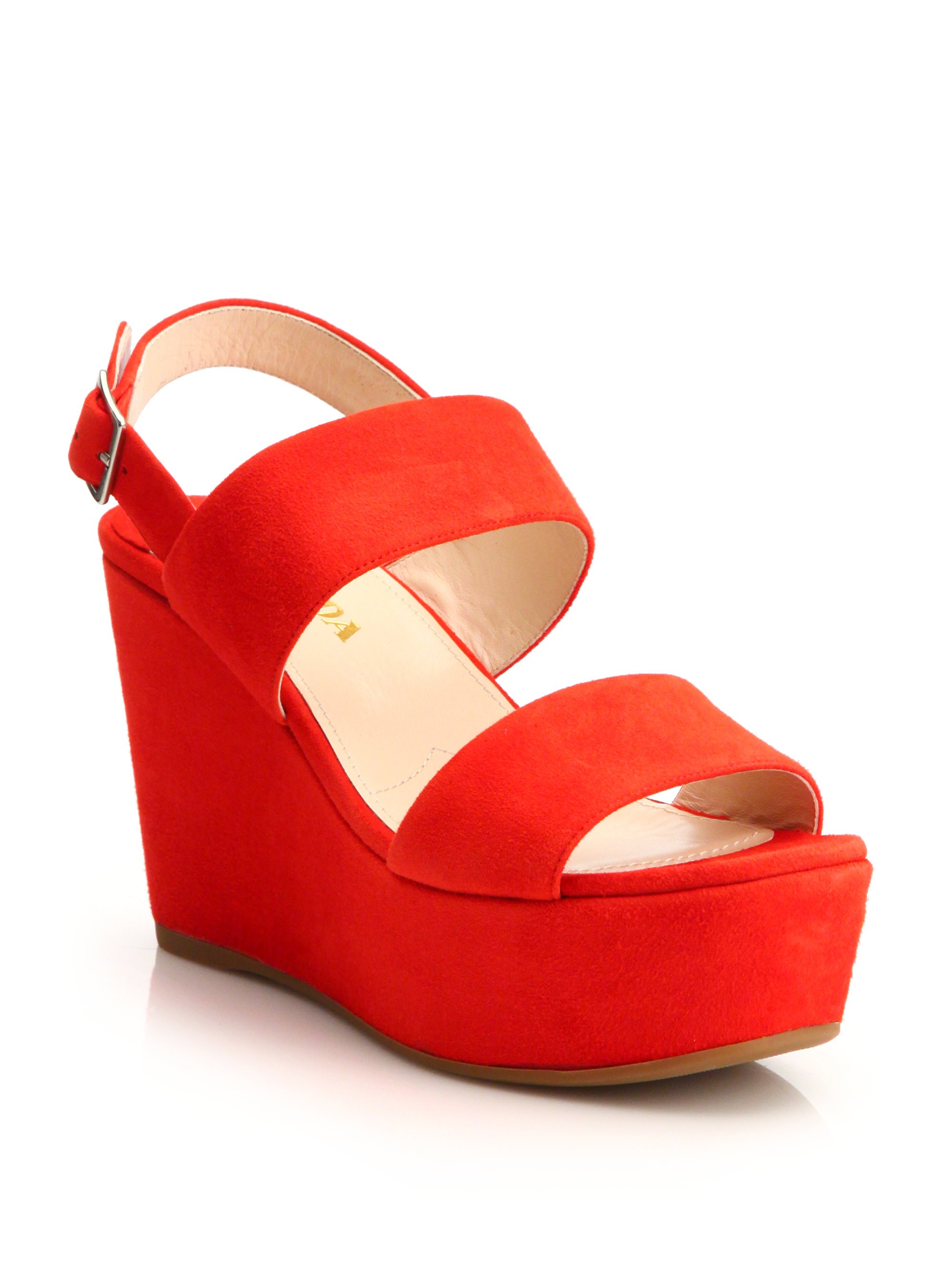 prada red platform sandals