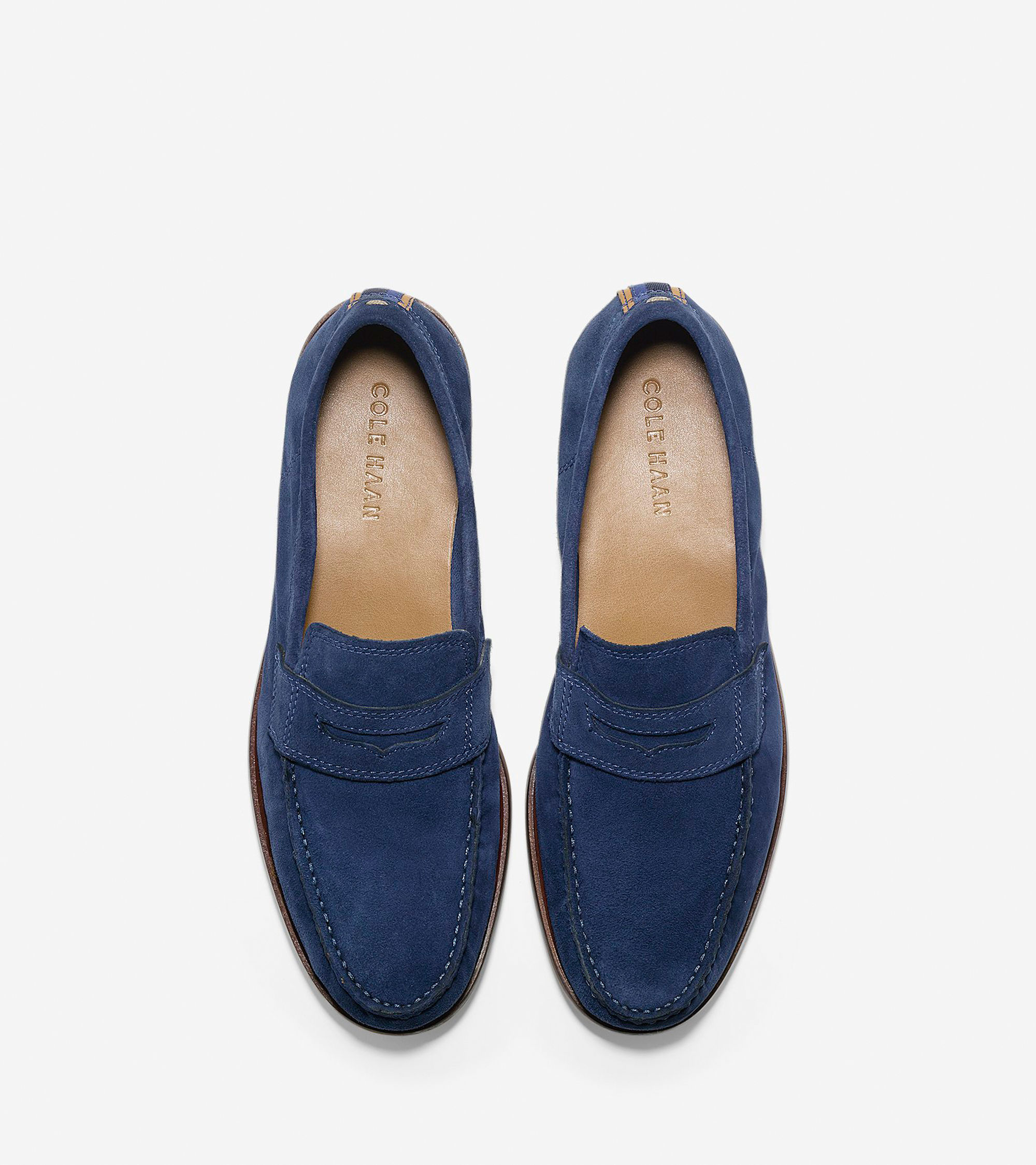 Cole Haan Topsail Suede Penny Loafers in Blue for Men Lyst
