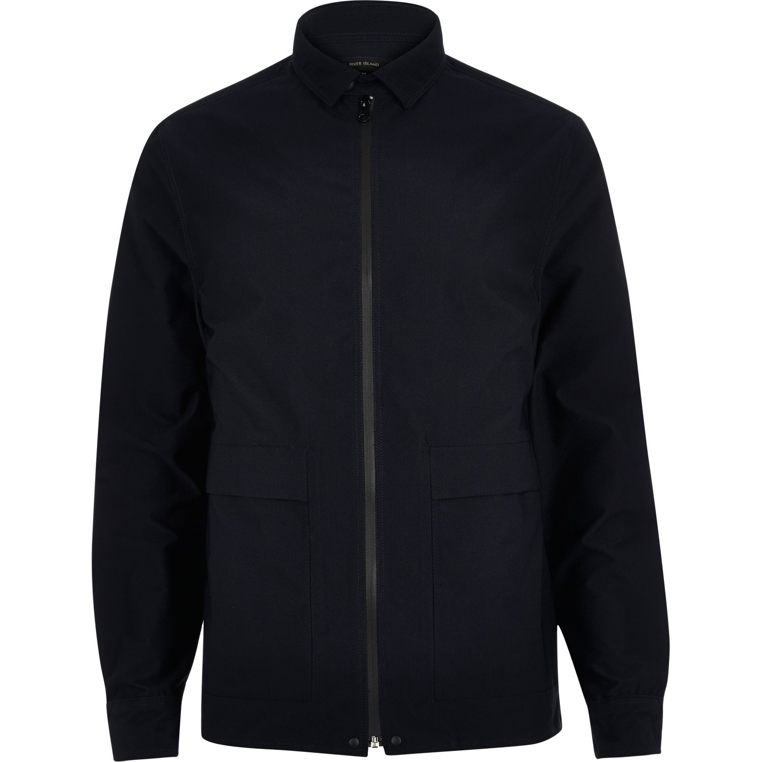 River island Navy Zip-up Shirt Jacket in Blue for Men | Lyst