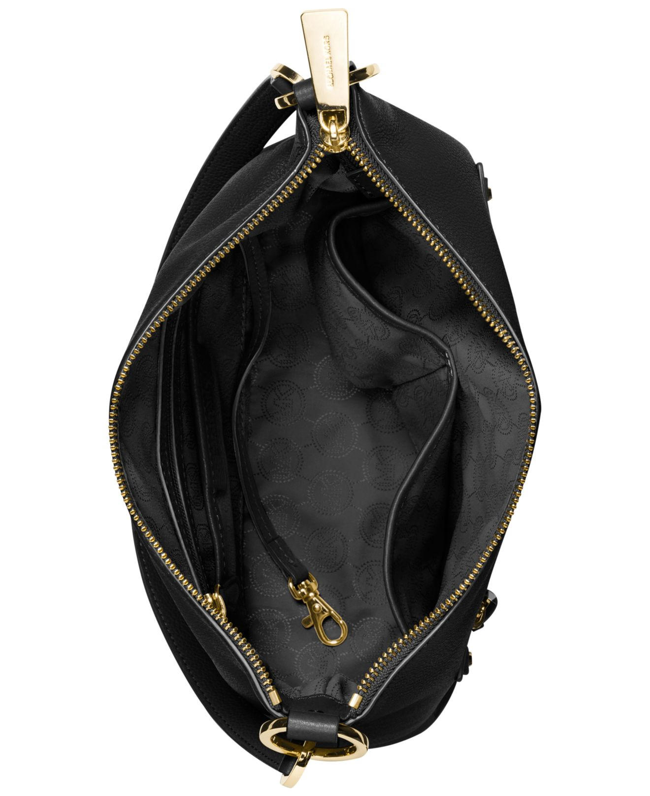 Michael Kors Michael Rhea Zip Medium Convertible Shoulder Bag in Black/Gold  (Black) | Lyst