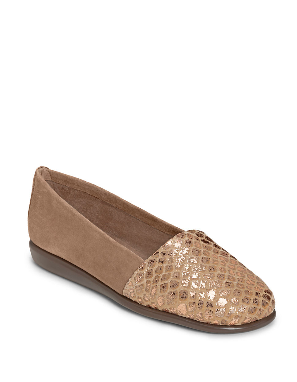 Aerosoles Mr Softee Leather Flats in Brown (Taupe Snake) | Lyst Aerosoles Mr Softee Leather Flats in Brown (Taupe Snake) | Lyst