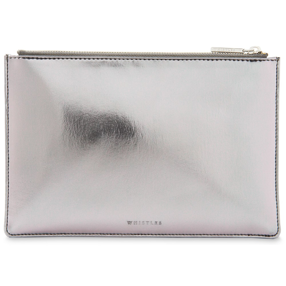 whistles silver clutch