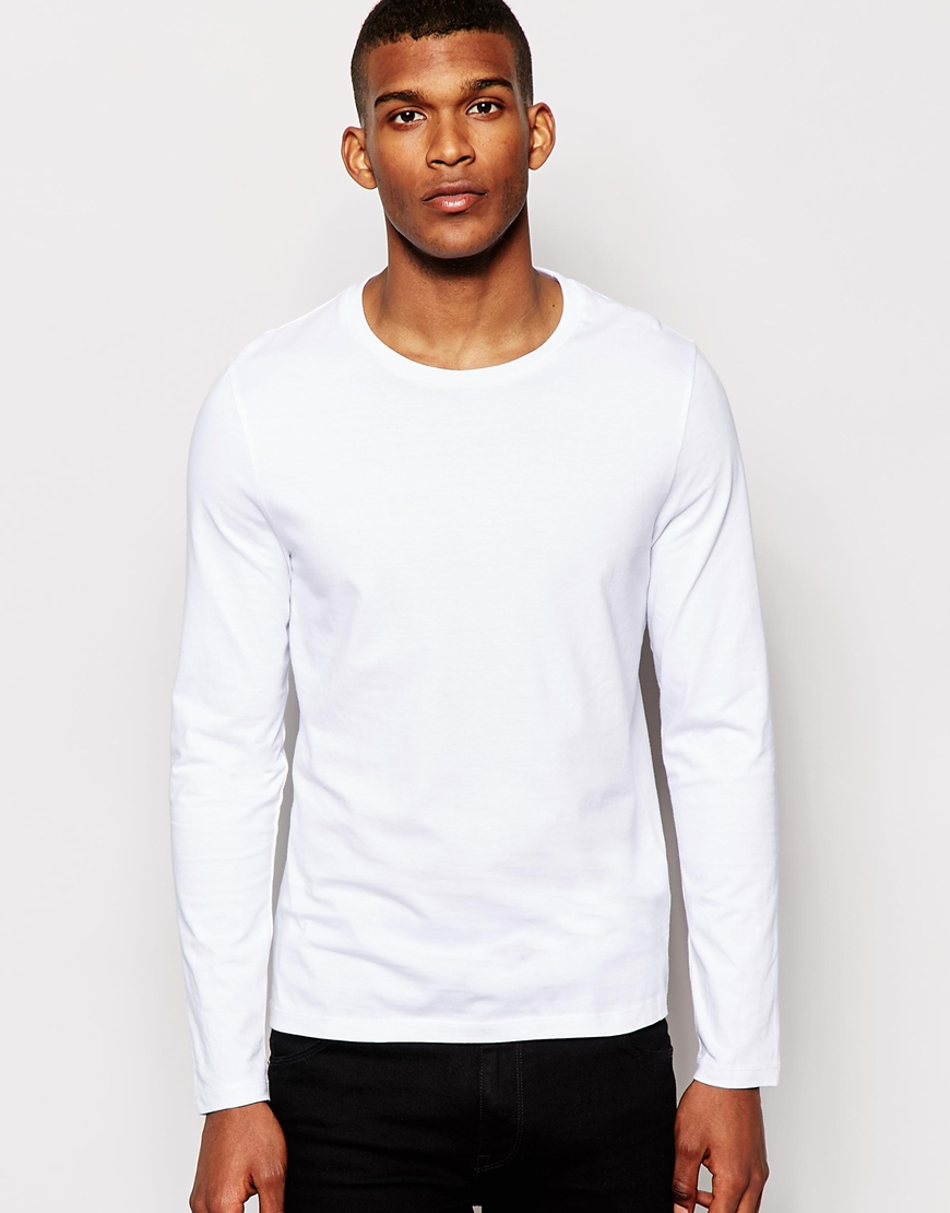 Asos Long Sleeve T Shirt With Crew Neck White In White For Men Lyst