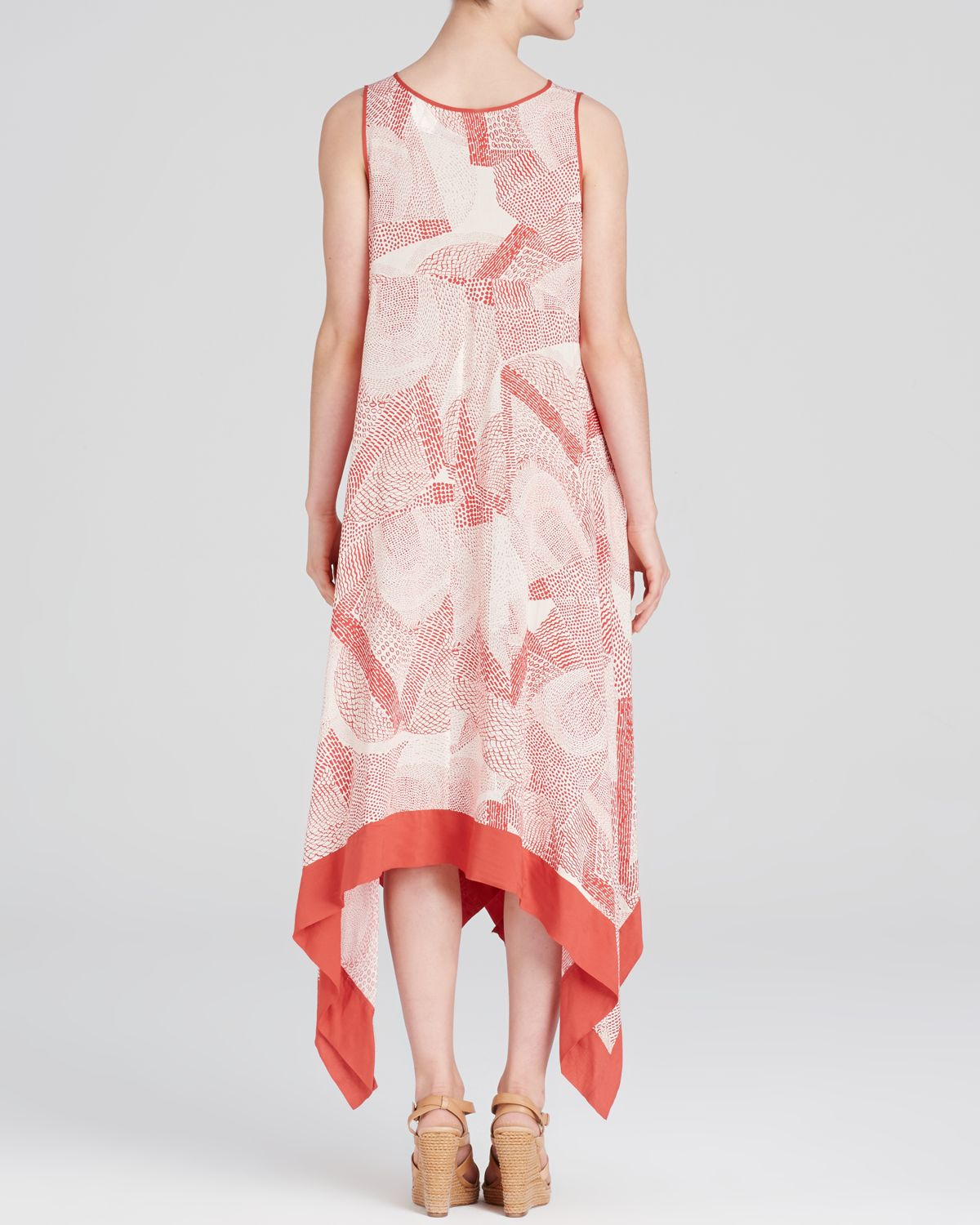Lyst Dkny Pure Abstract Print Handkerchief Hem Dress In Natural Gallery