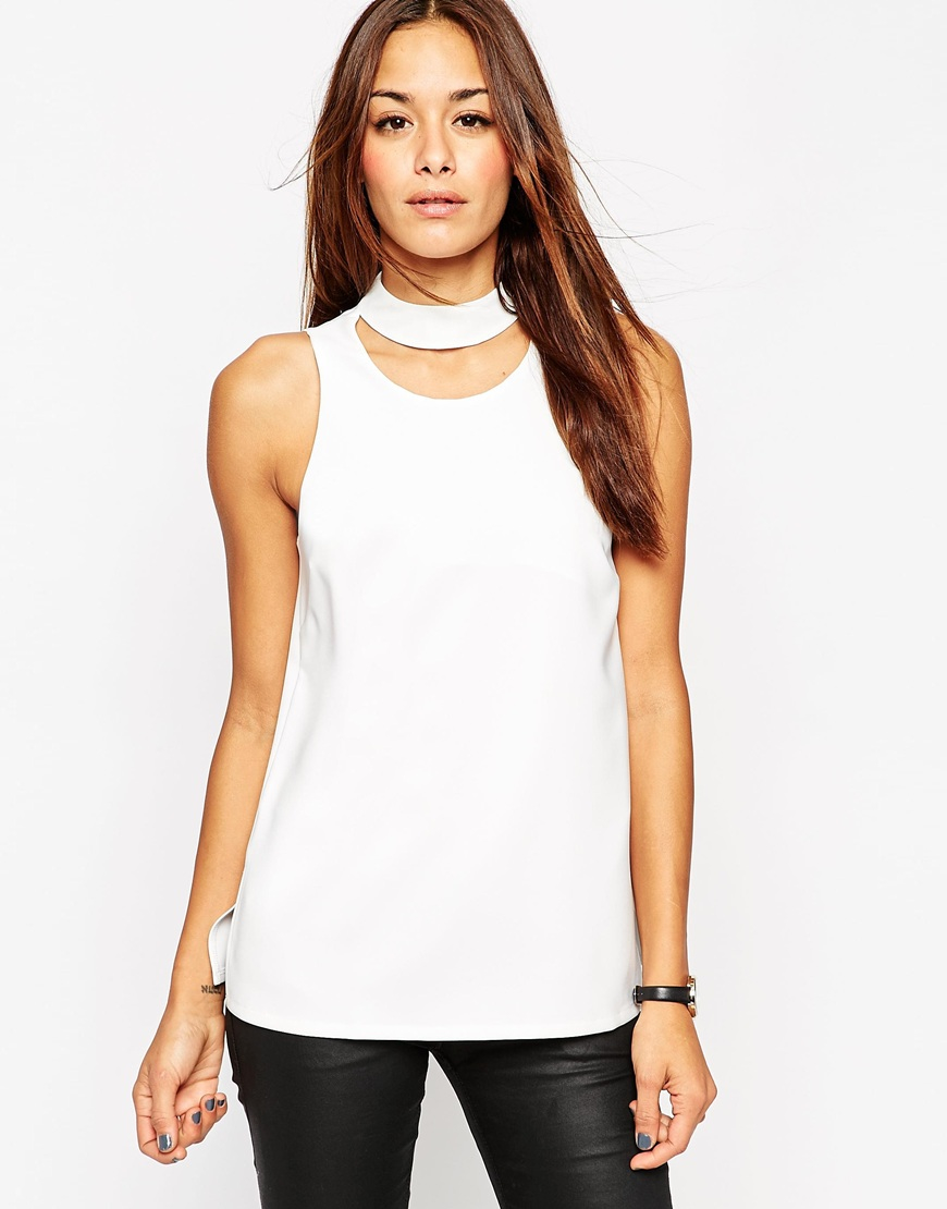Lyst - Asos High Neck Keyhole Detail Top in White