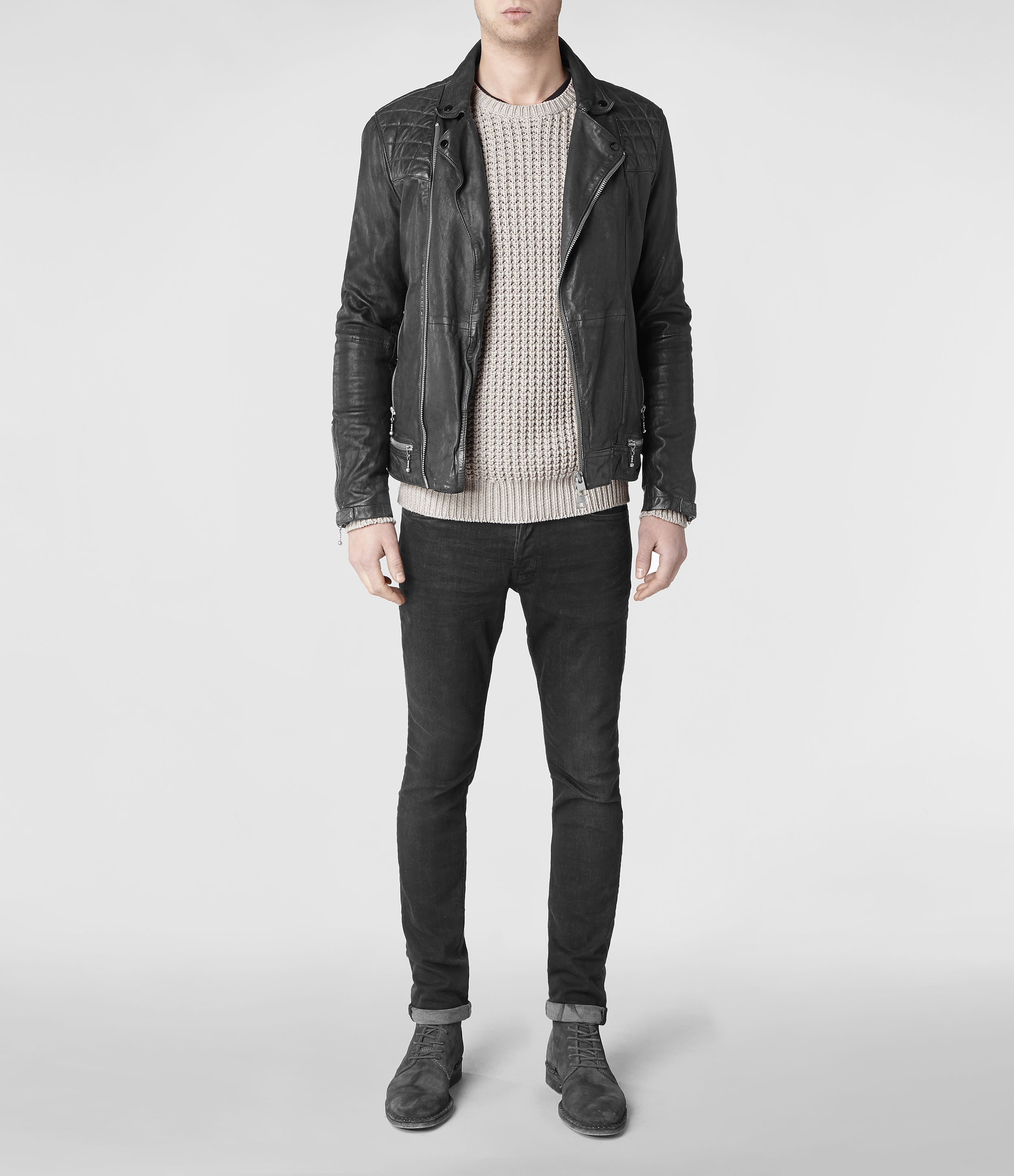 AllSaints Rok Crew Sweater in Natural for Men | Lyst