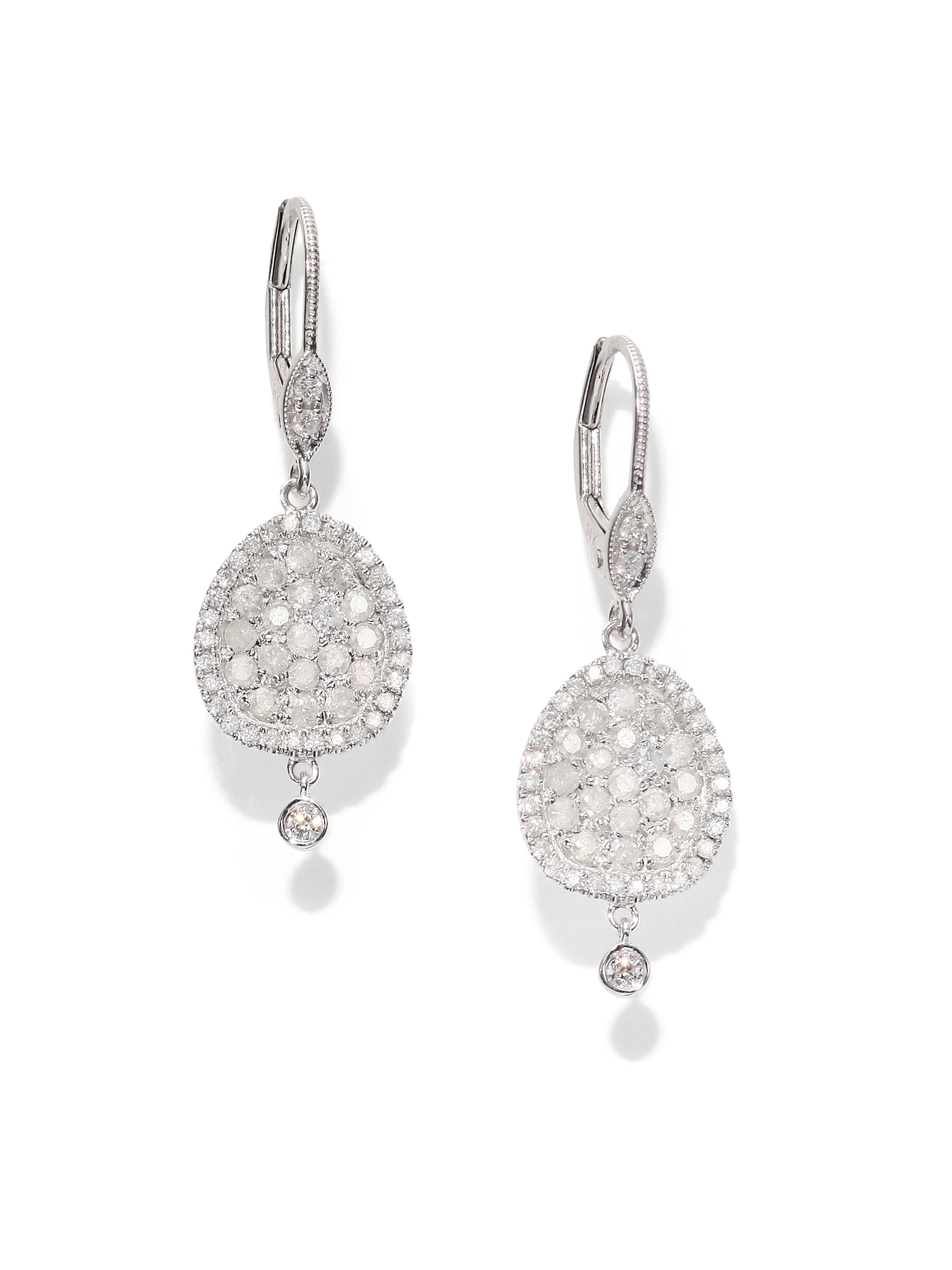 Lyst Meira T Diamond 14k White Gold Drop Earrings In Metallic Gallery