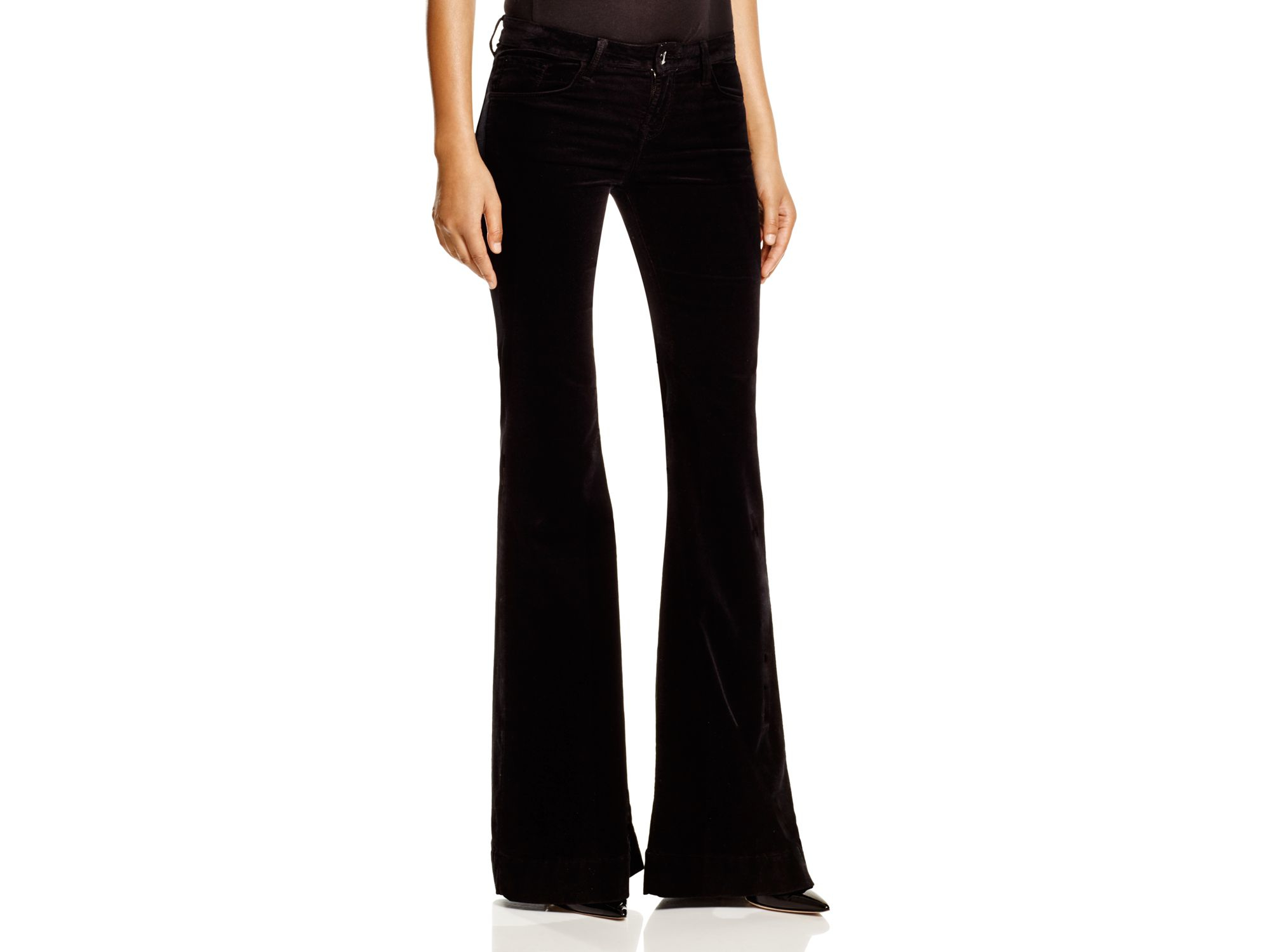 J Brand Bella Velvet Flare Jeans in Black - Lyst