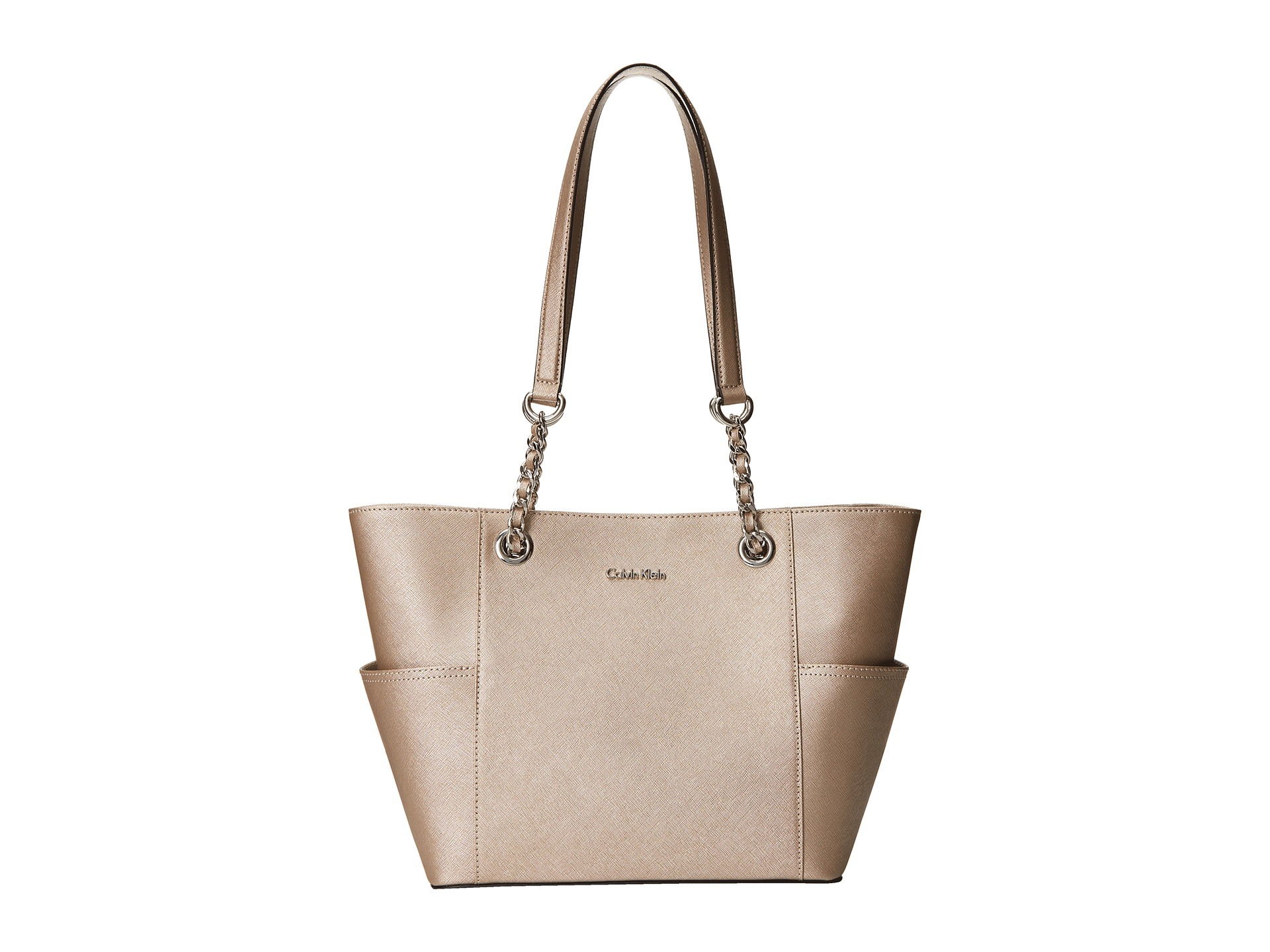 calvin klein key item saffiano leather tote