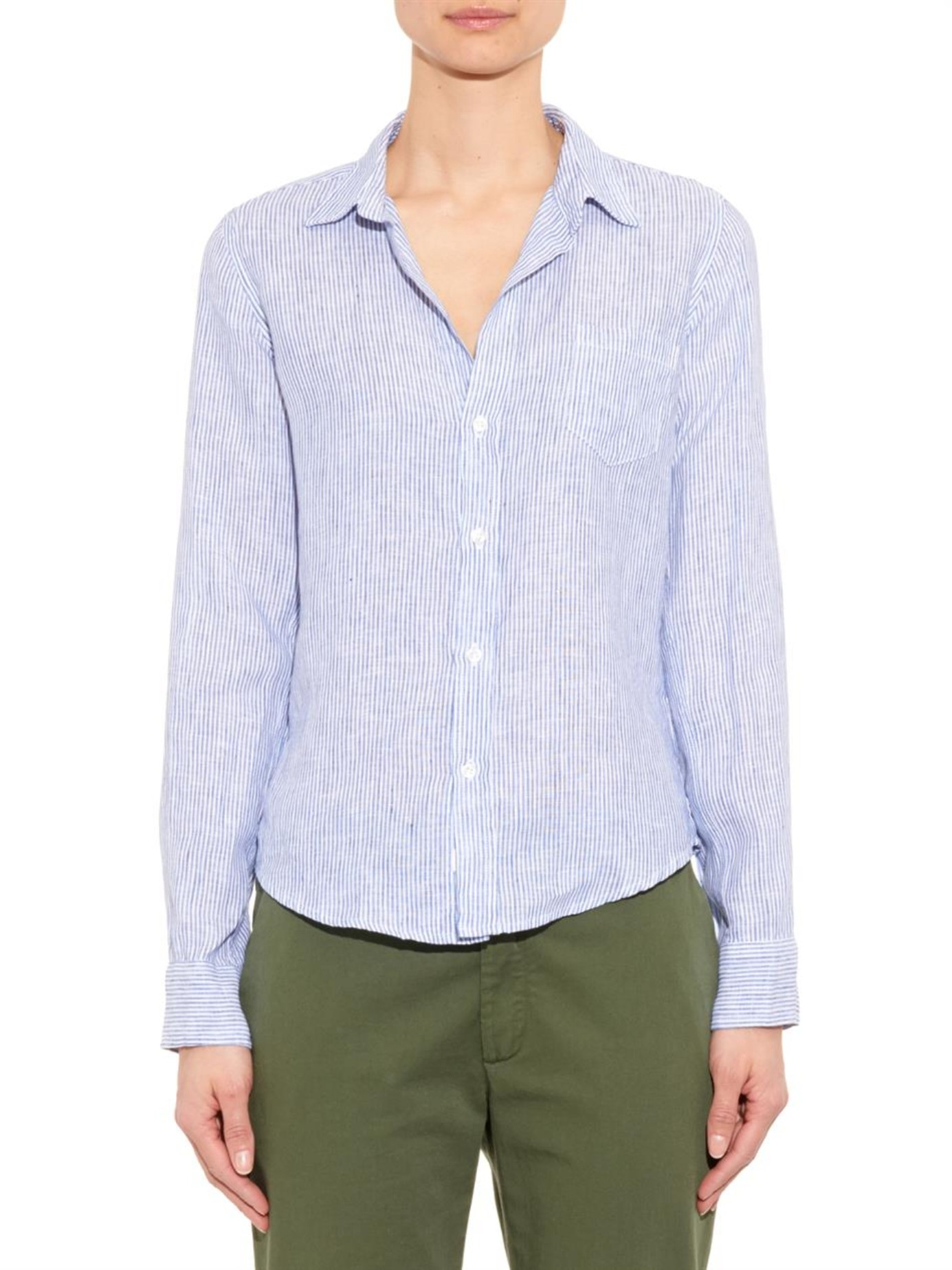 Frank & Eileen Barry Striped Linen Shirt in Blue White (Blue) - Lyst