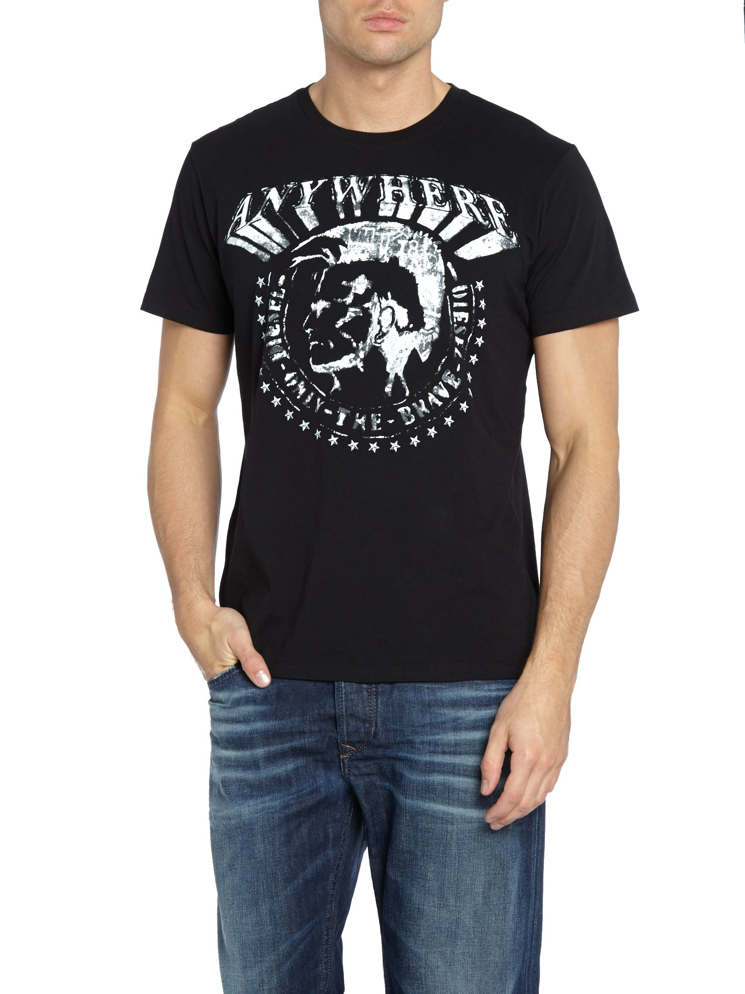 DIESEL Cotton Only The Brave Embossed Tshirt in Black for Men Lyst