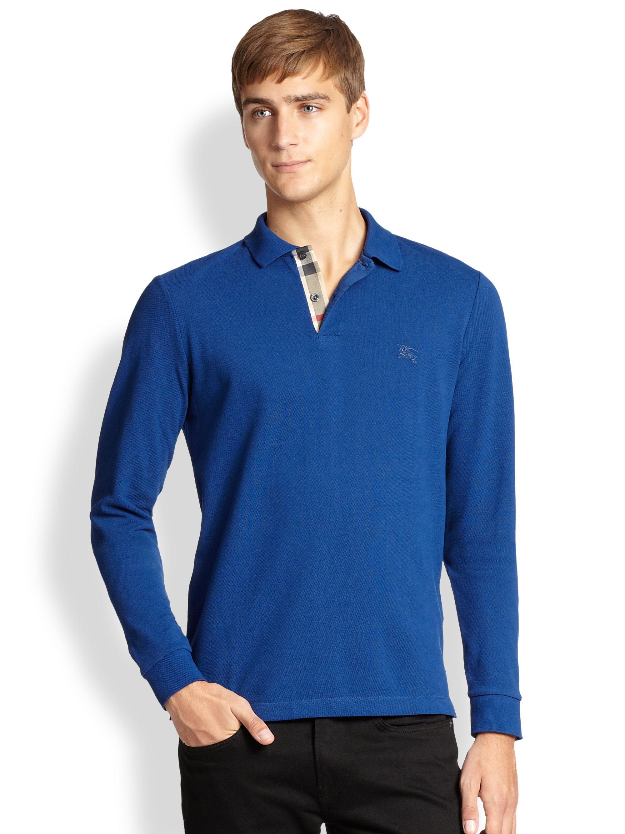 burberry mens long sleeve polo shirt