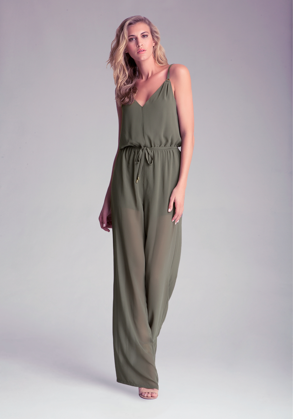 sheer wide leg jumpsuit