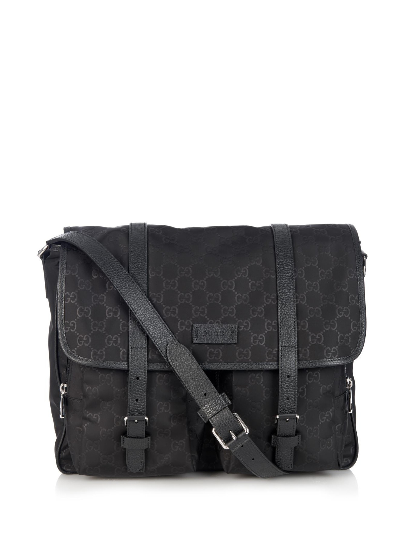 Gucci Monogram Gg Nylon Messenger Bag in Black for Men | Lyst