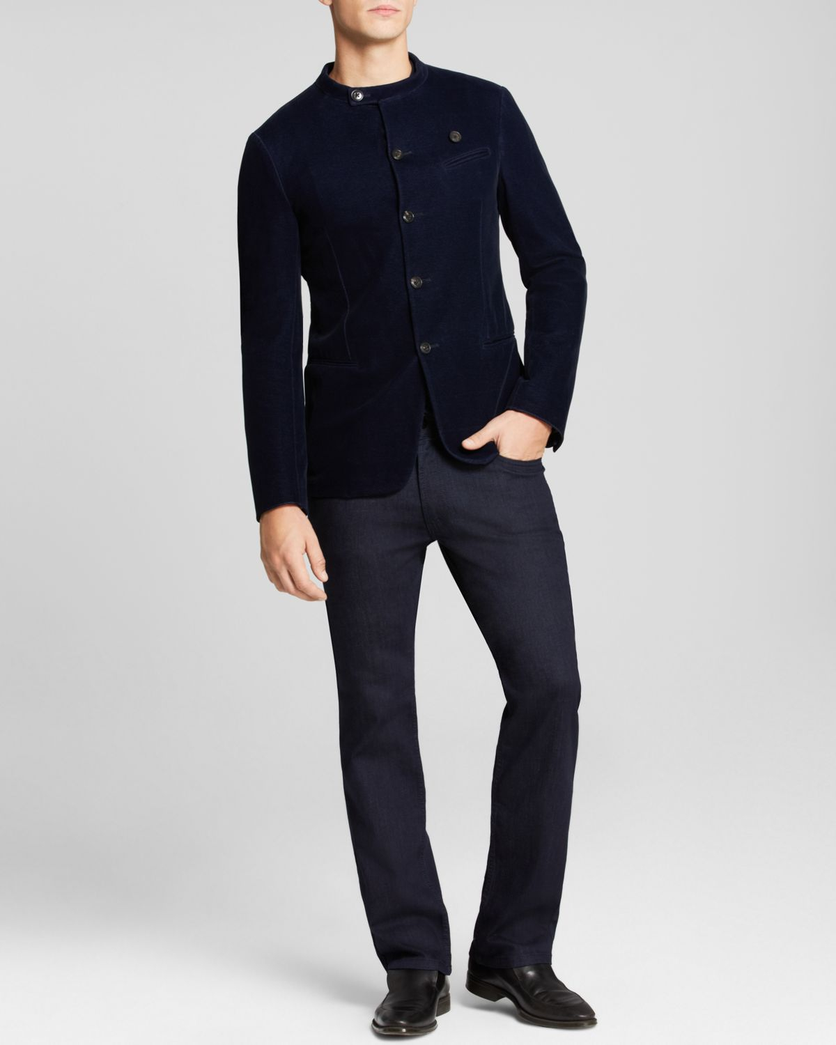 Armani Mandarin Collar Jacket in Blue for Men | Lyst