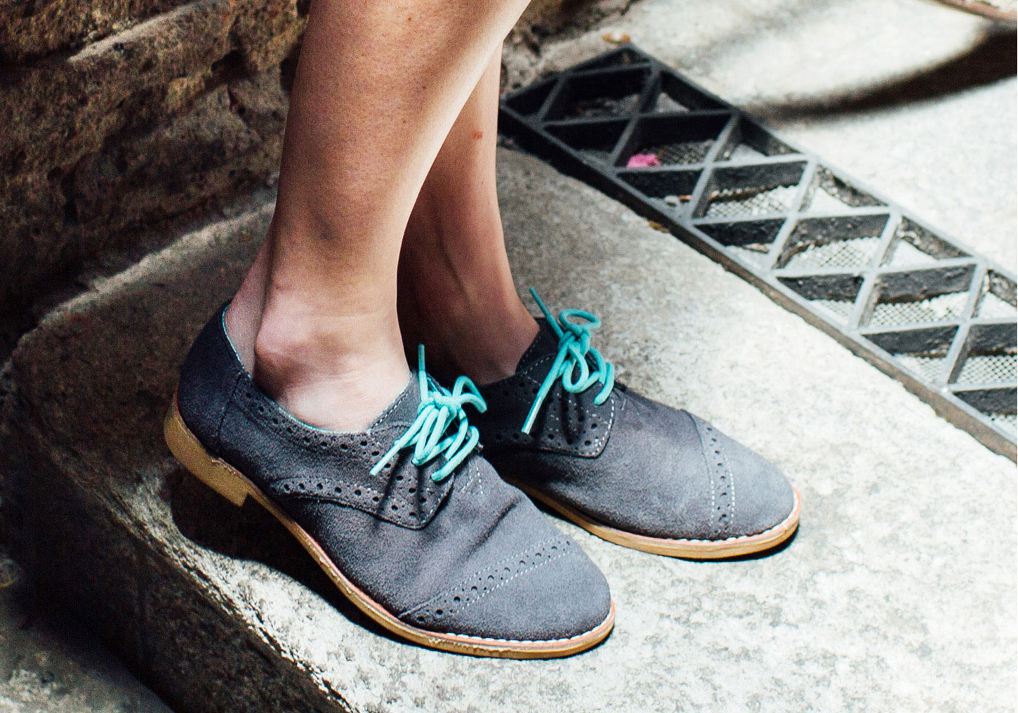 TOMS Dark Grey Suede Women's Brogues in 