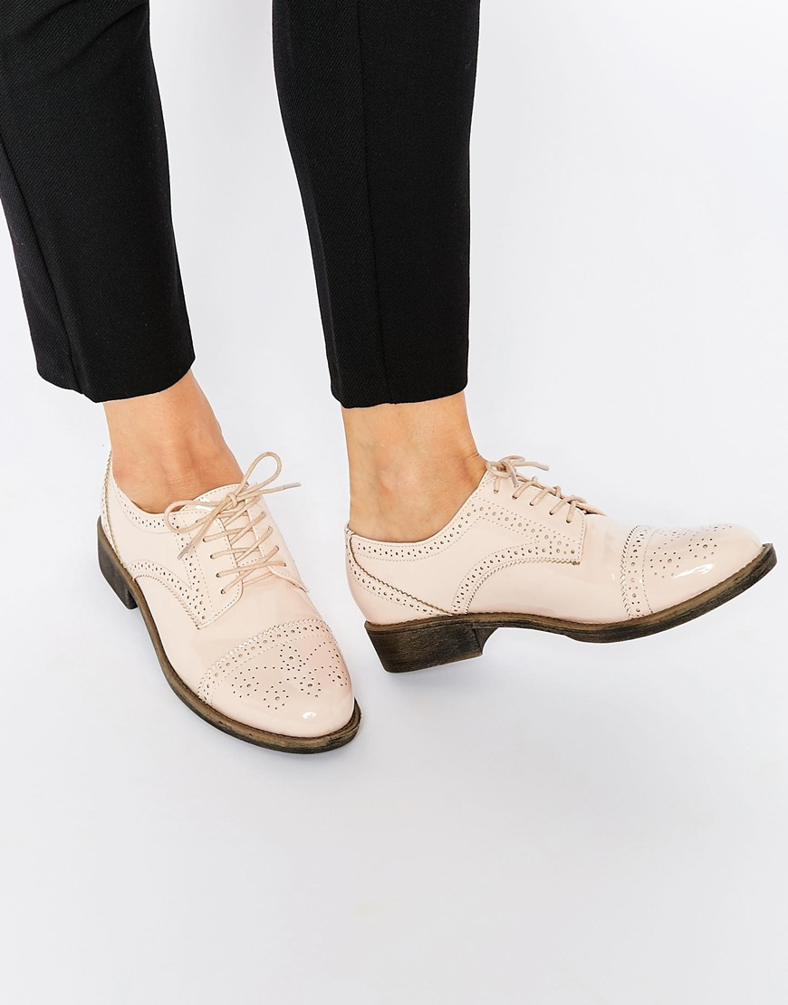 ASOS Leather Make Waves Brogues in Nude 