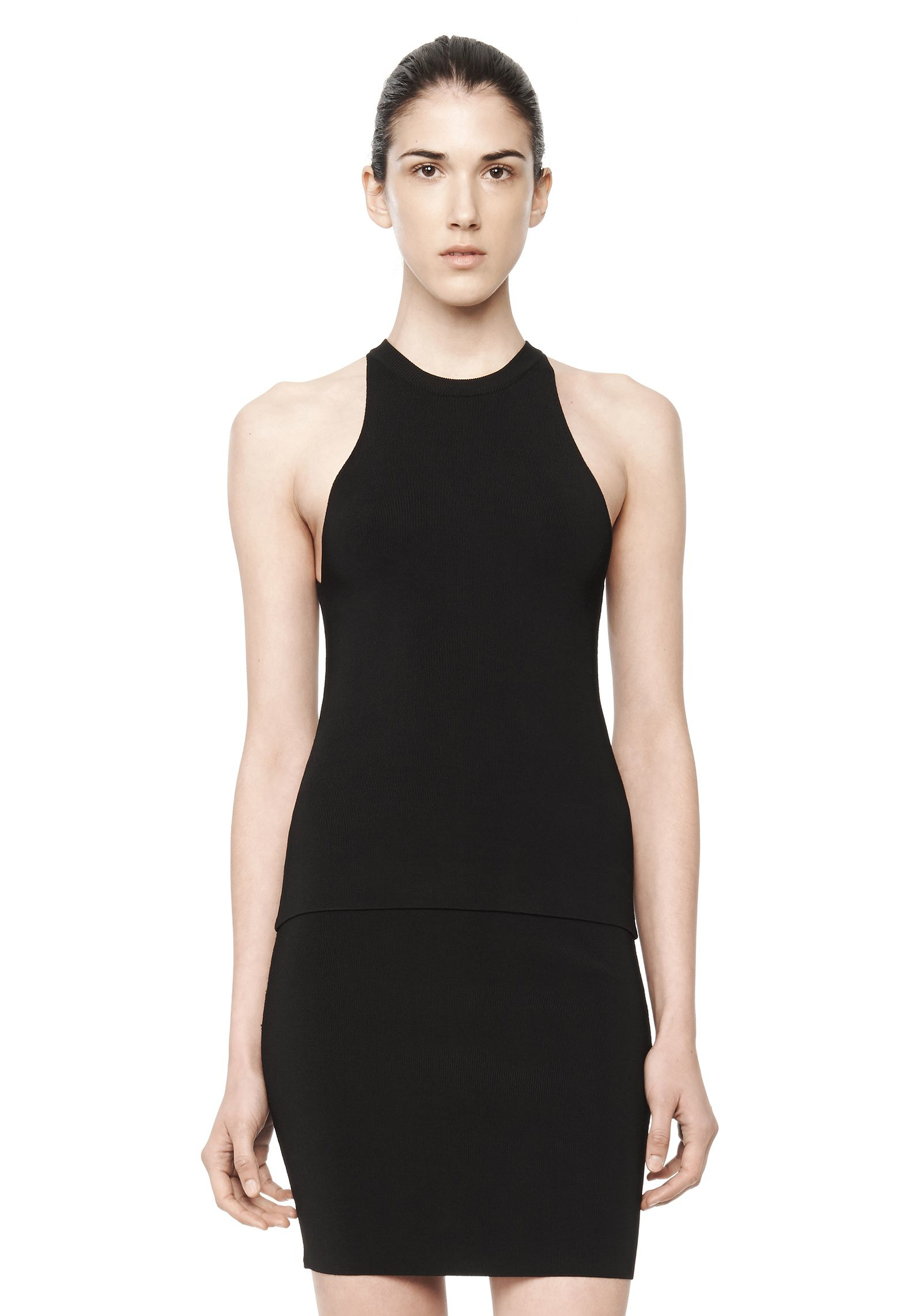 T By Alexander Wang Fitted Racerback Tank Top in Black - Lyst