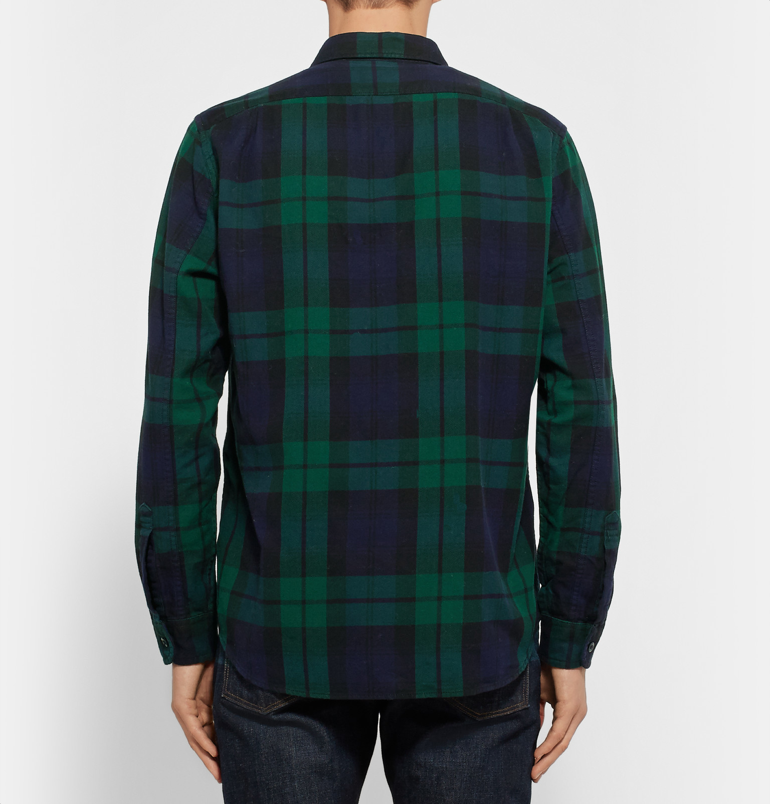 J.Crew Black Watch Checked Cottonflannel Shirt in Navy (Green) for Men