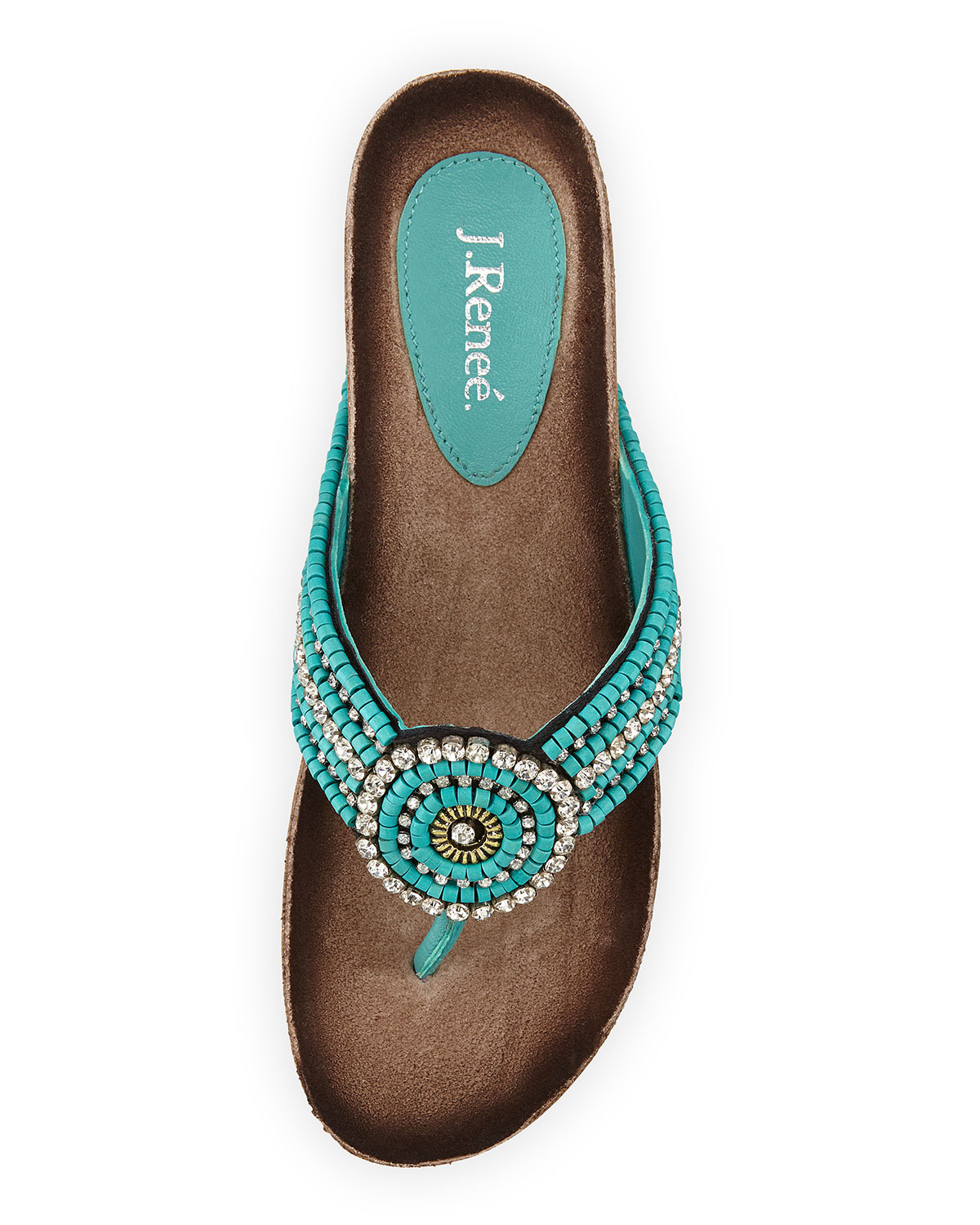 J. Reneé Leather Horize Beaded Cork Thong Sandal Turquoise in Blue Lyst