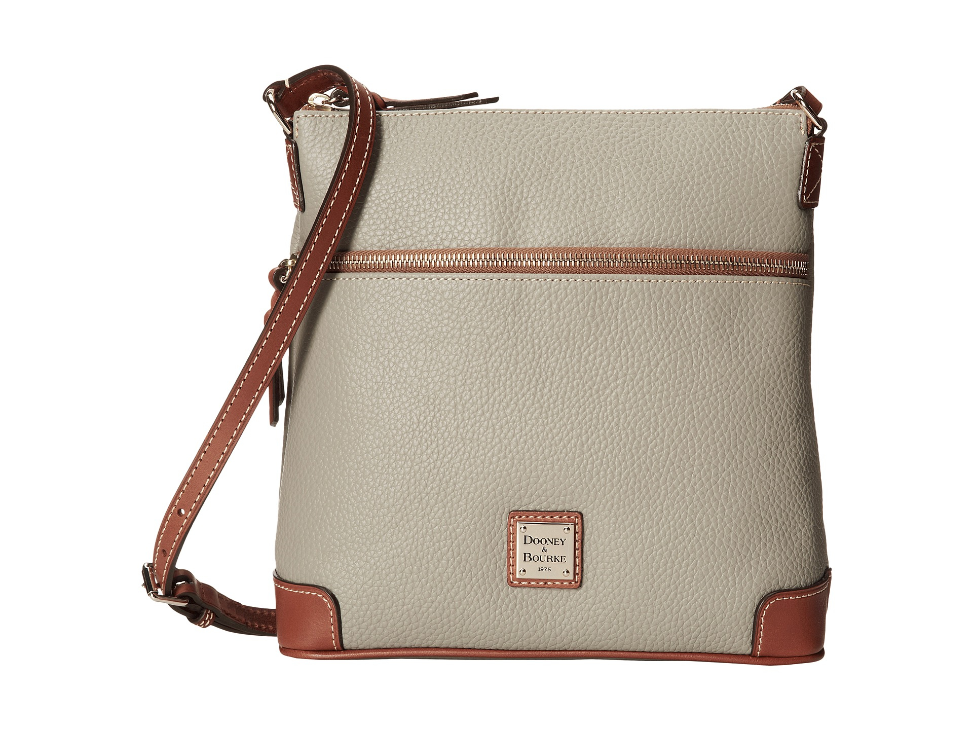 Dooney & bourke Pebble Leather Crossbody in Gray (Smoke w/ Tan Trim) Lyst