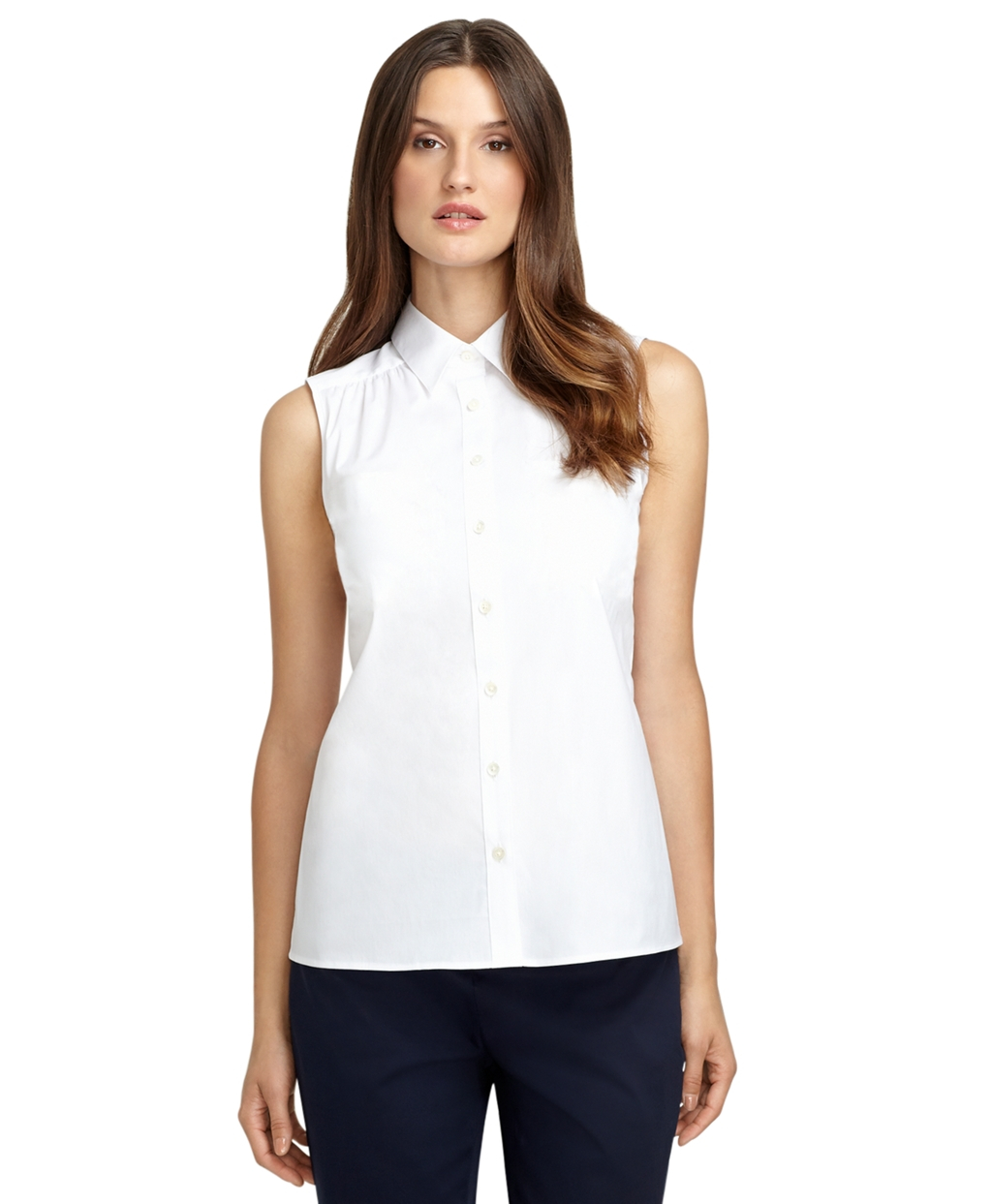 Lyst - Brooks brothers Sleeveless Cotton Shirt in White