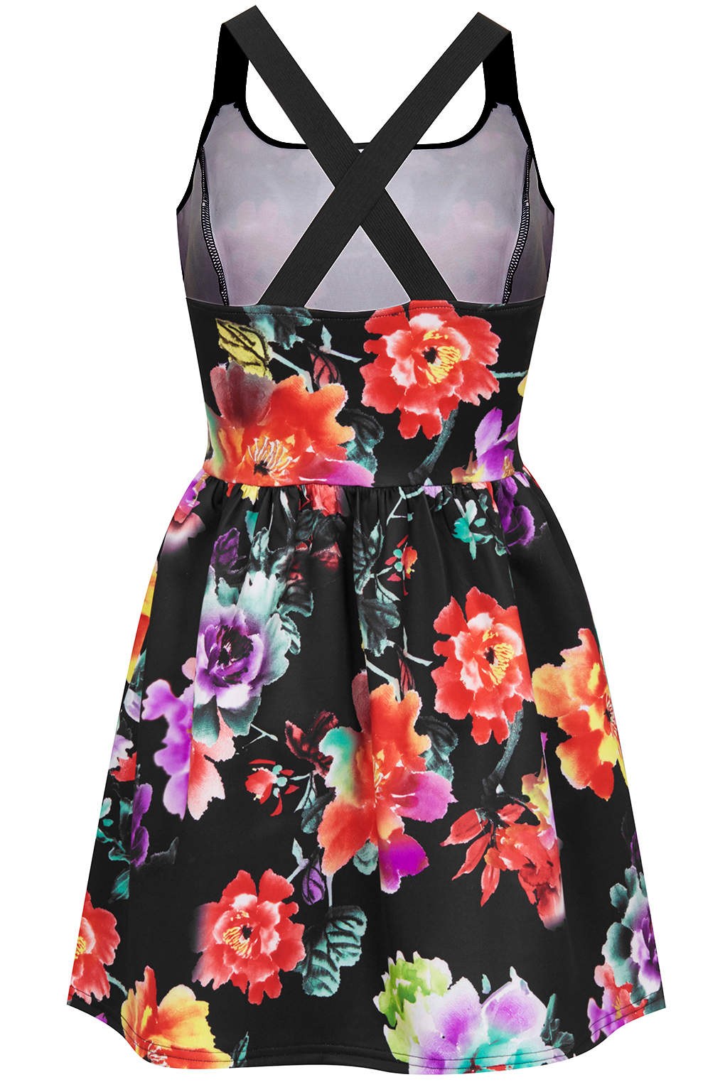Lyst - Topshop Floral Skater Dress with Cross Over Straps
