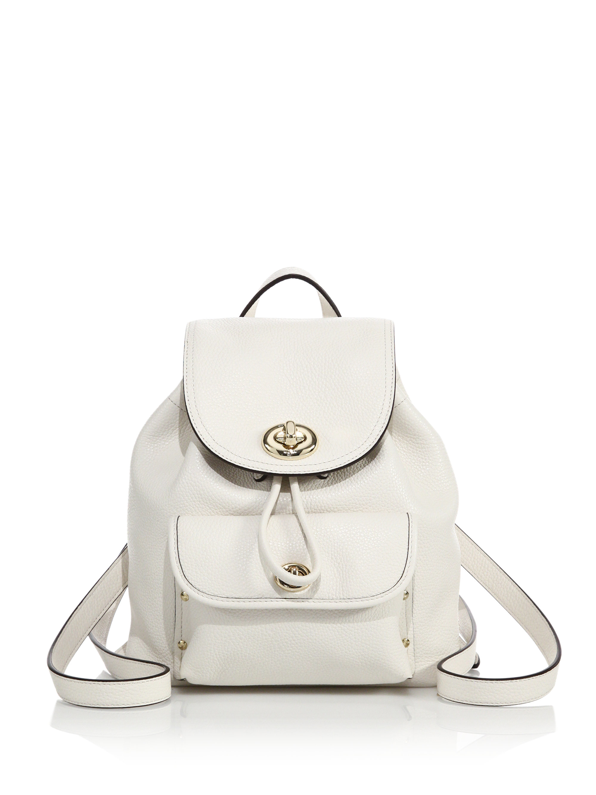 White Belt Lock Leather Mini Backpacks