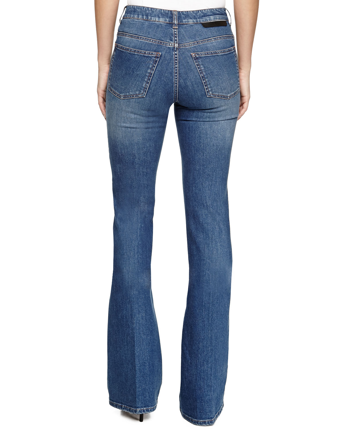 Lyst - Stella Mccartney Straight-Leg High-Rise Faded Jeans in Blue