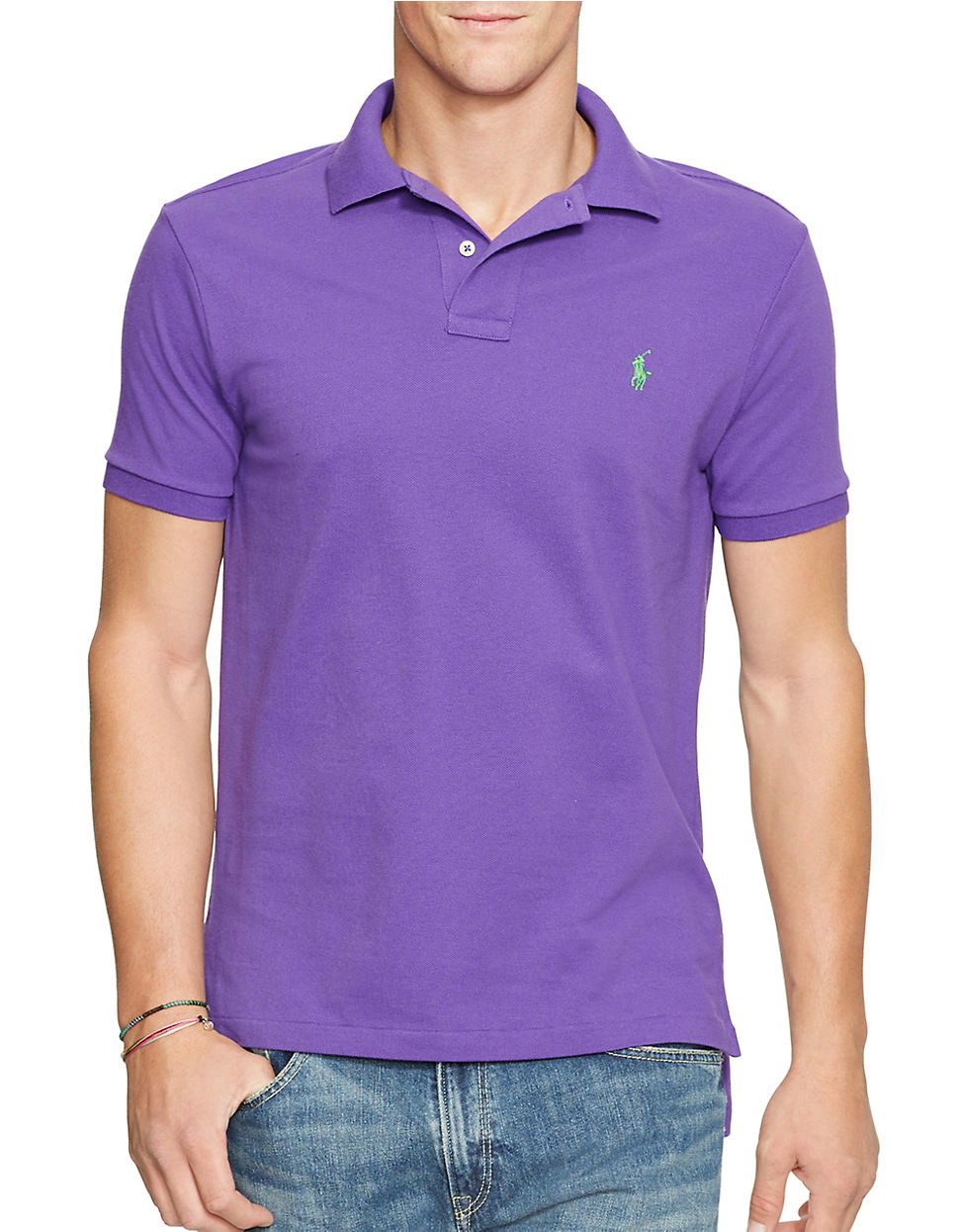 Polo ralph lauren Classic-fit Mesh Polo Shirt in Purple for Men | Lyst
