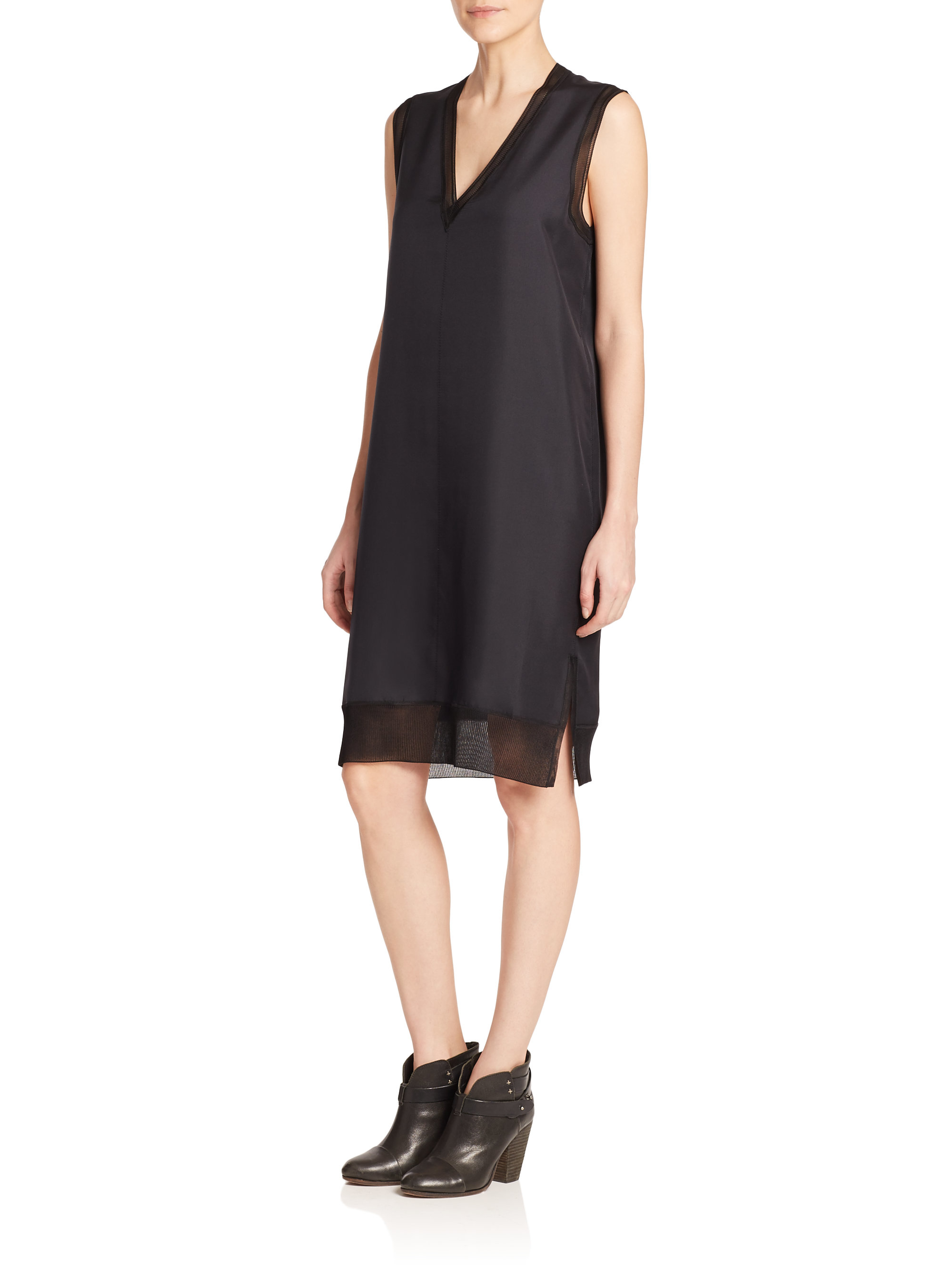 Rag & Bone Maude Silk Shift Dress in Black - Lyst