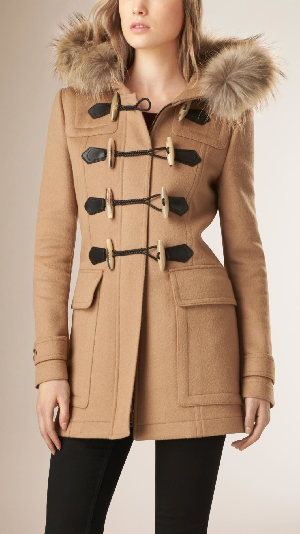 burberry duffle coat with fur hood