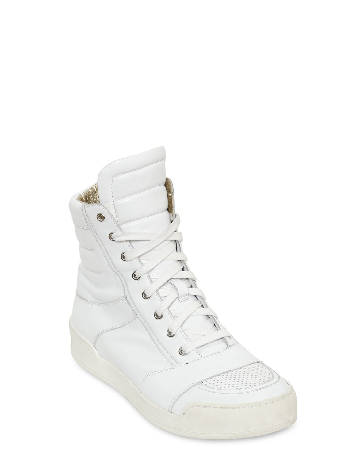 high top white leather sneakers