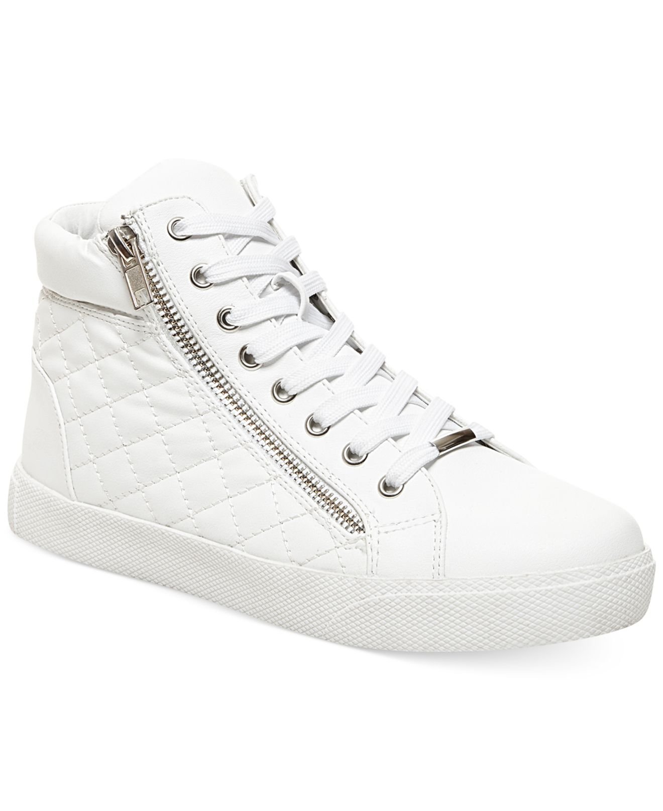 Steve Madden Decaf Hightop Quilted Platform Sneakers in White | Lyst