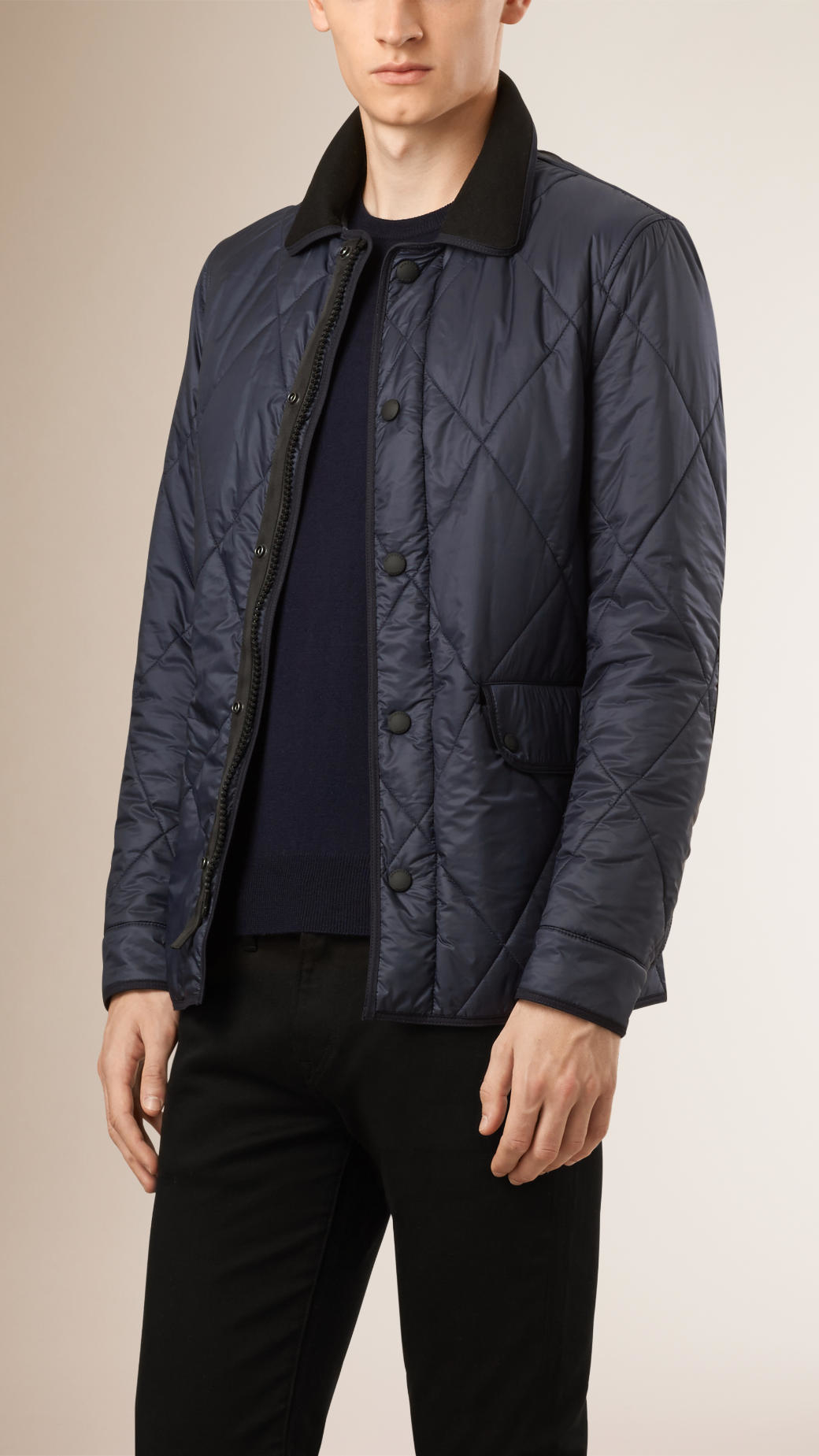 Burberry Diamond Quilted Jacket in Navy (Blue) for Men - Lyst