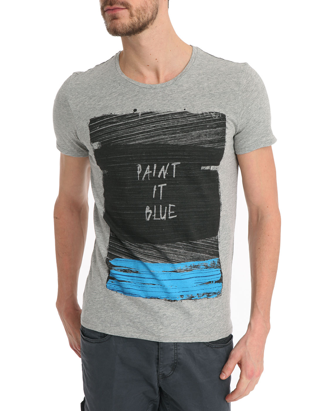 Ikks Marl Grey Paint T-Shirt in Gray for Men (grey) | Lyst