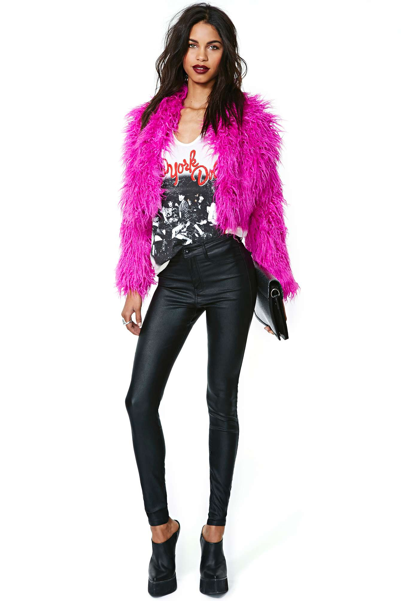nasty gal fur trim coat