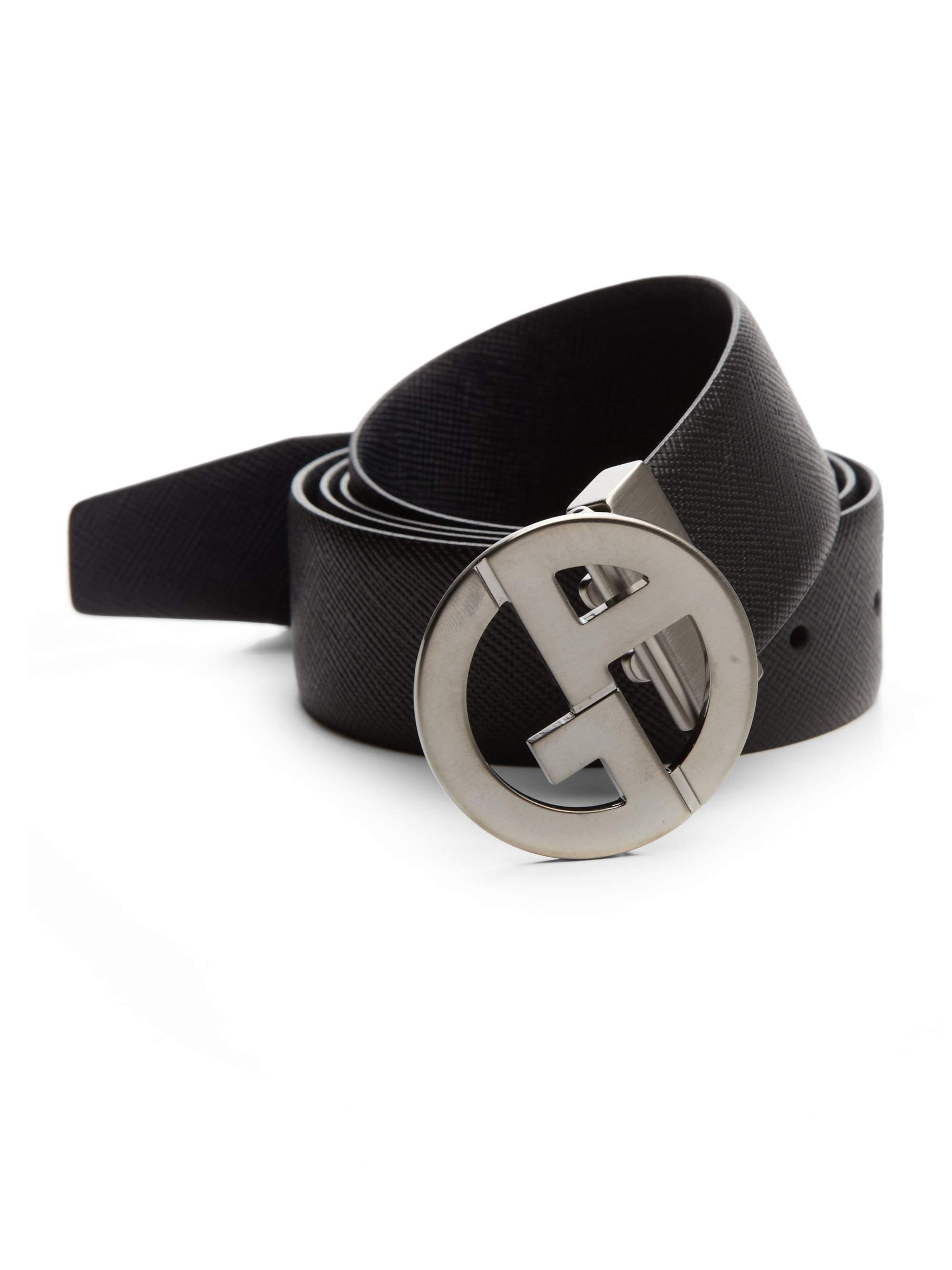 Giorgio armani Reversible Leather Logo-buckle Belt in Black for Men | Lyst