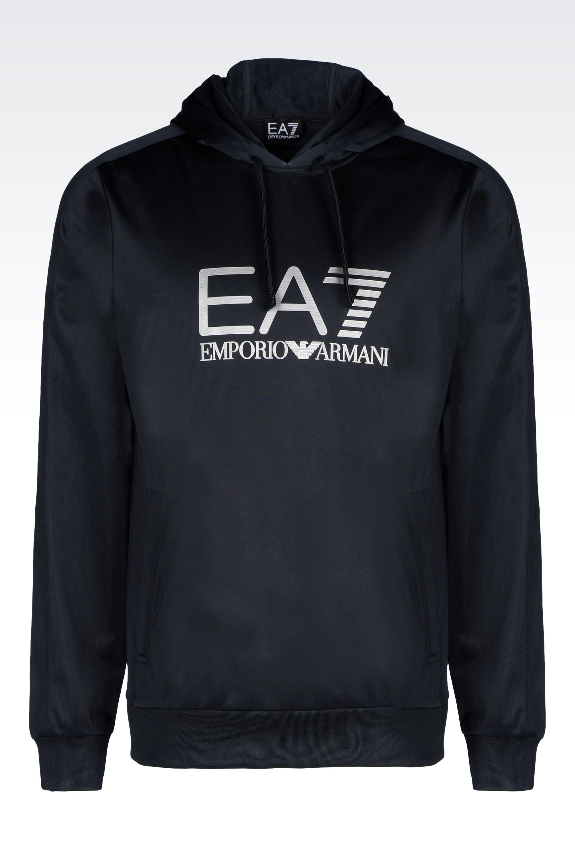 EA7 Visibility Line Hooded Sweatshirt in Blue for Men - Lyst