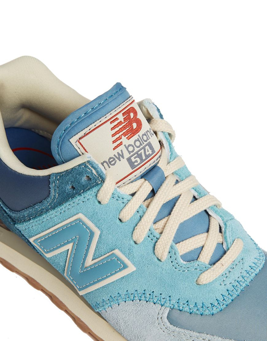 New Balance Blue Suede 574 Sneakers - Lyst