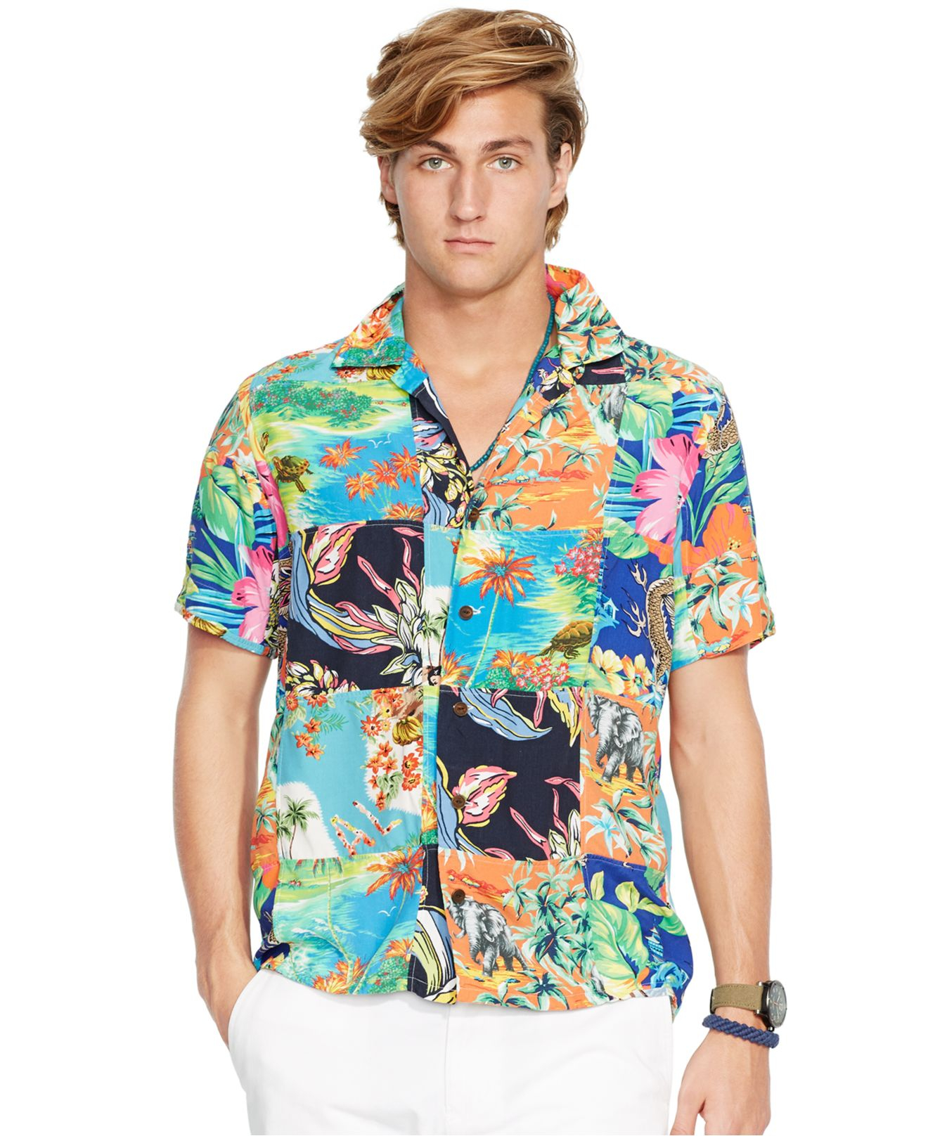 Polo Ralph Lauren Hawaiian-print Patchwork Camp Shirt for Men | Lyst