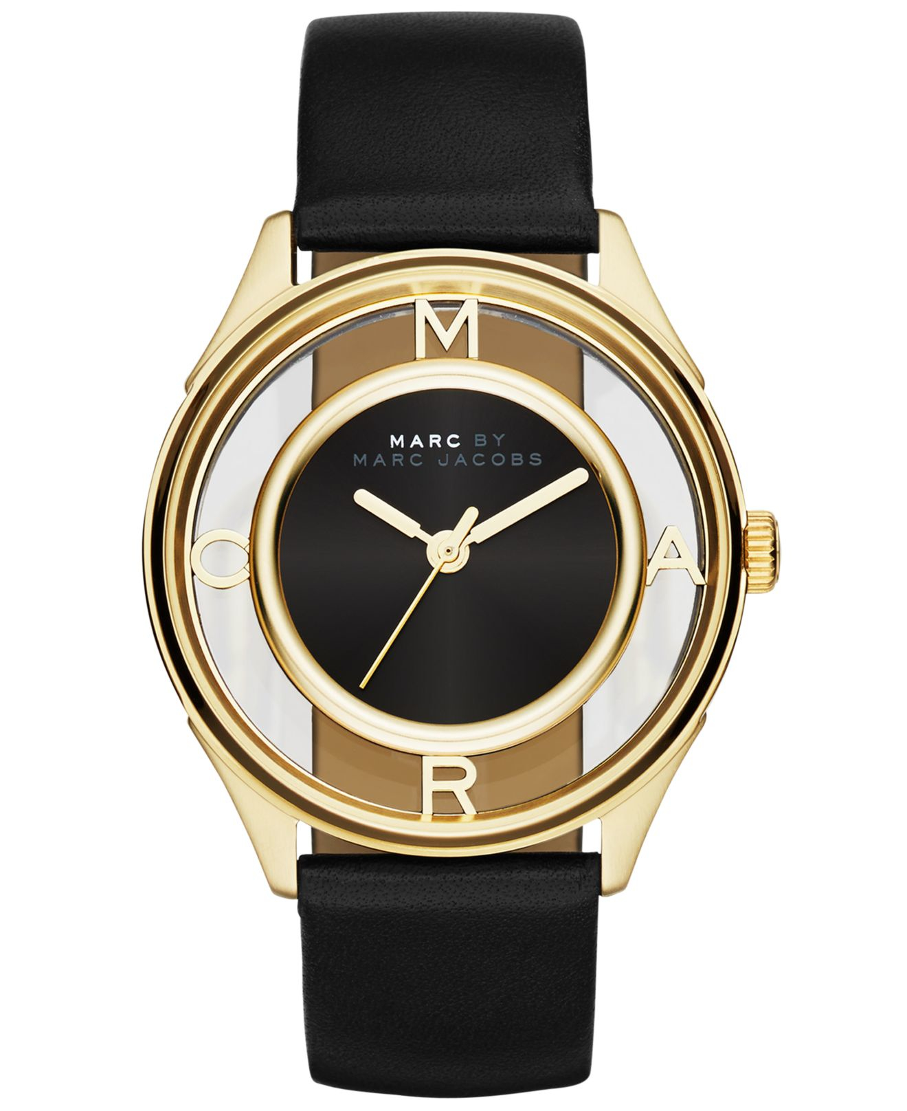 Lyst - Marc By Marc Jacobs Women's Tether Black Leather Strap Watch ...