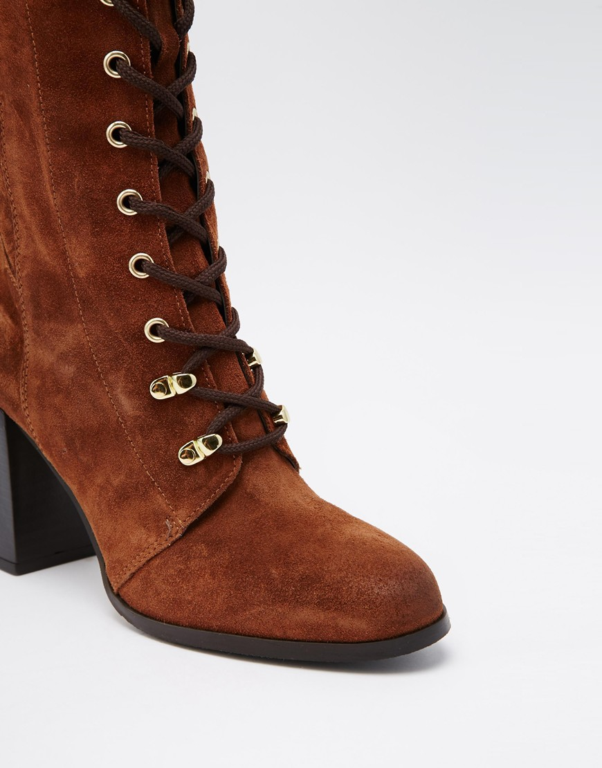 Carvela Kurt Geiger Wander Rust Suede Lace Up Knee Boots in Brown - Lyst