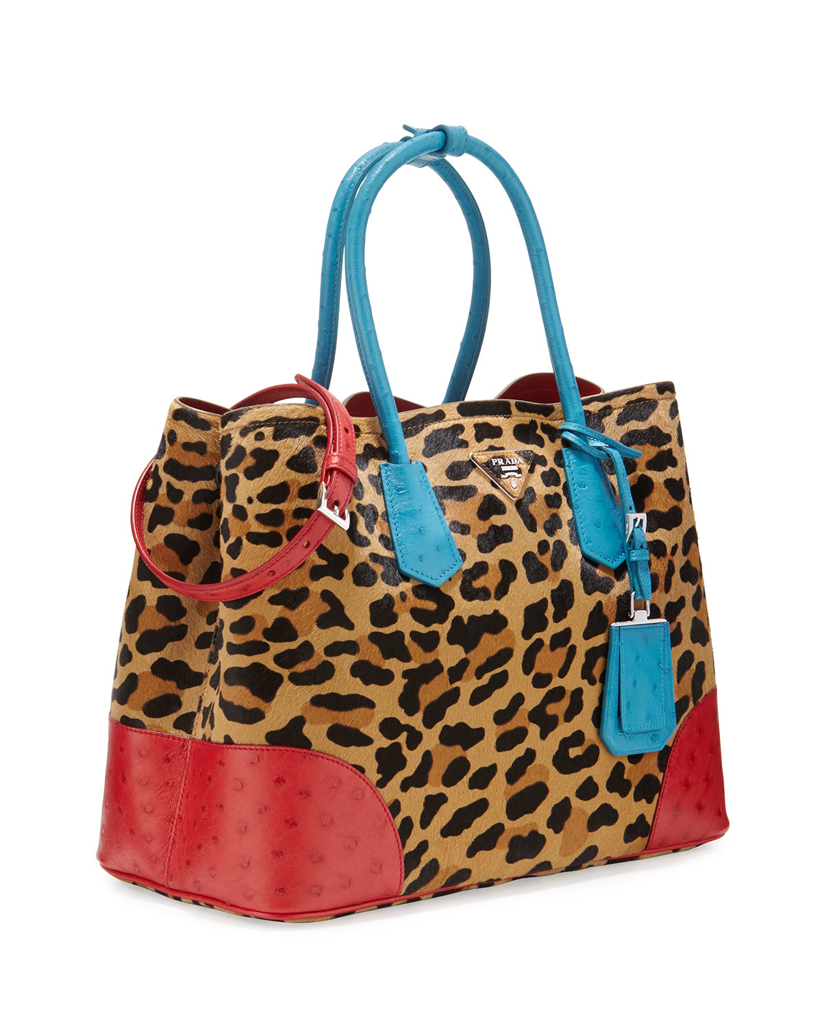 Lyst Prada Calf Hair Ostrich Medium Double Tote Bag Gallery