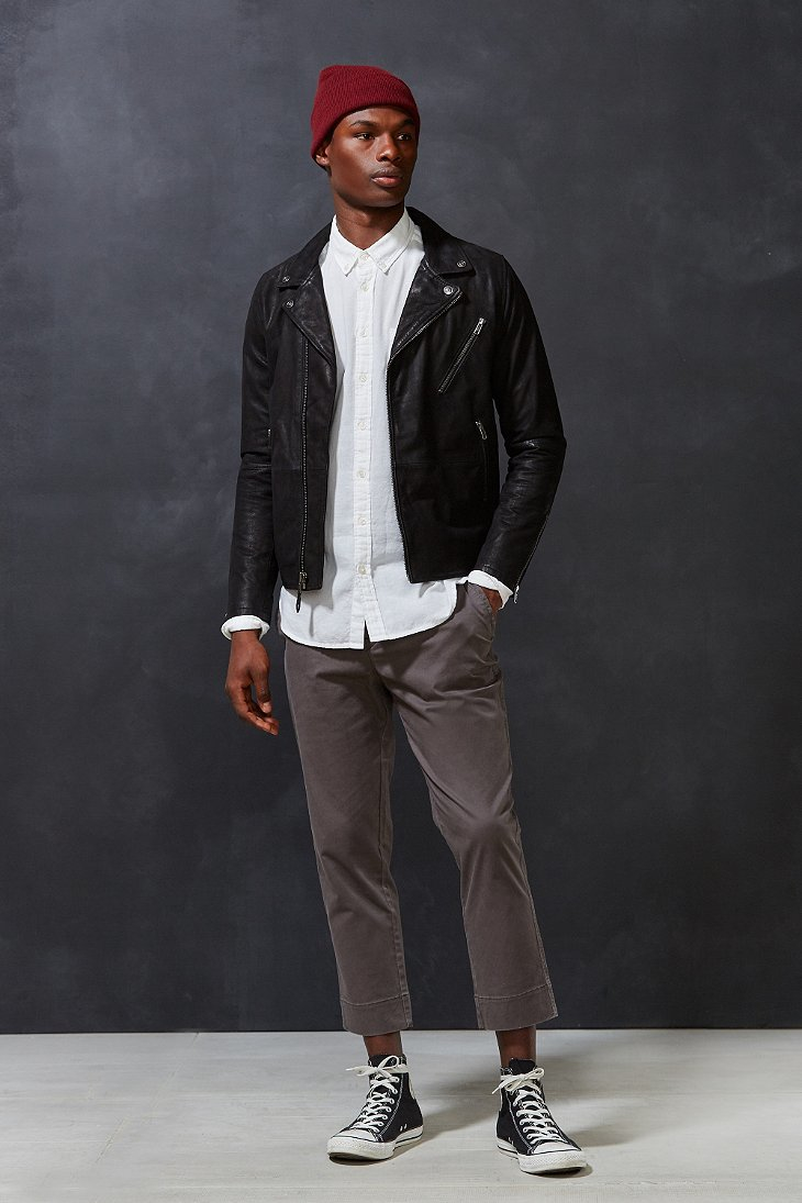 Members Only Washed Leather Moto Jacket In Black For Men Lyst Gallery