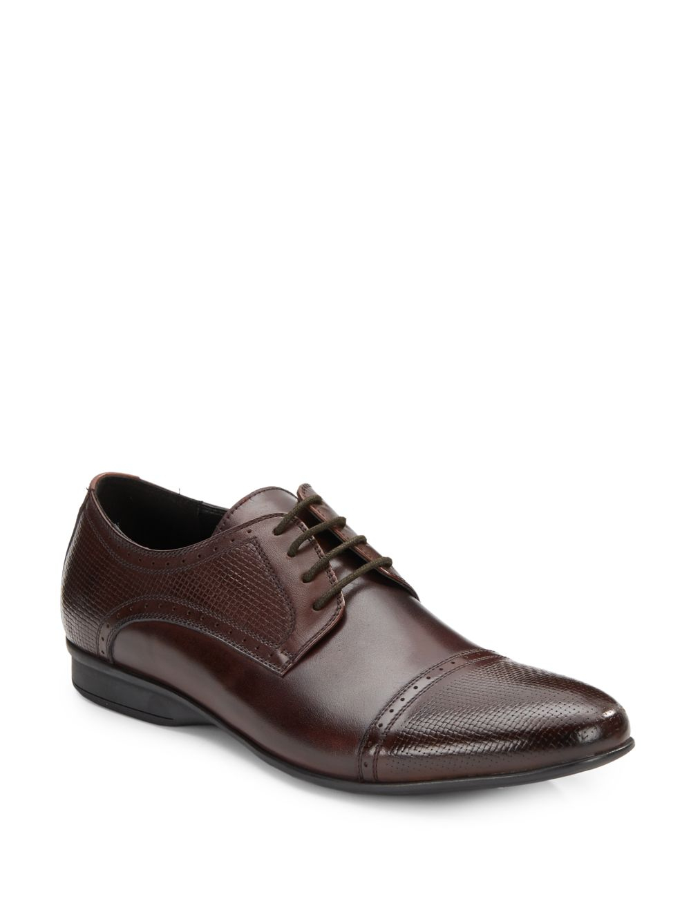 Saks Fifth Avenue Serge Leather Derby Shoes in Brown for Men | Lyst